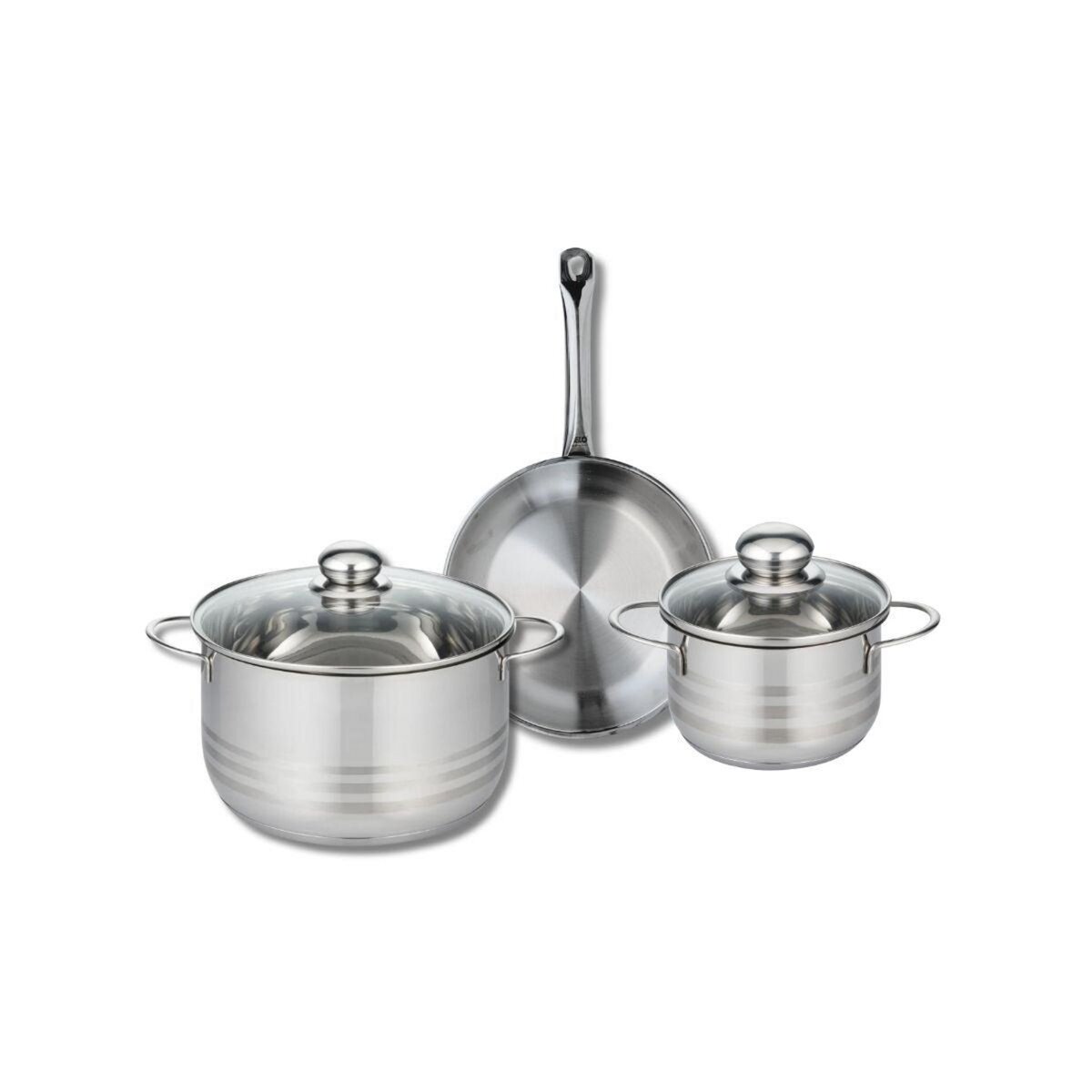 ELO Ensemble de 1 Poêle de cuisson 24 cm et 2 faitouts 16 et 24 cm Elo Profi Brillant