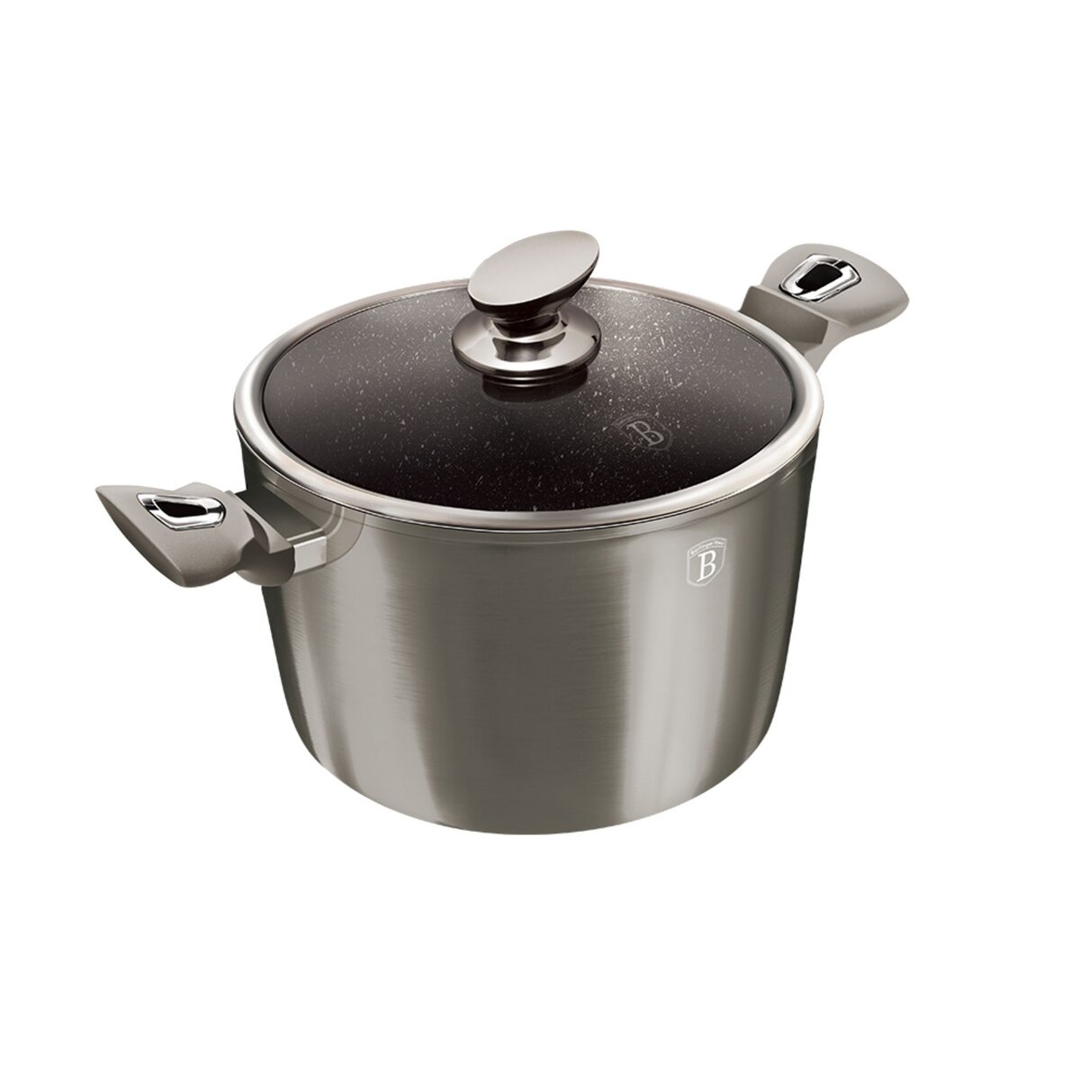 BERLINGER HAUS Faitout + couvercle verre gris métallique 24 cm 