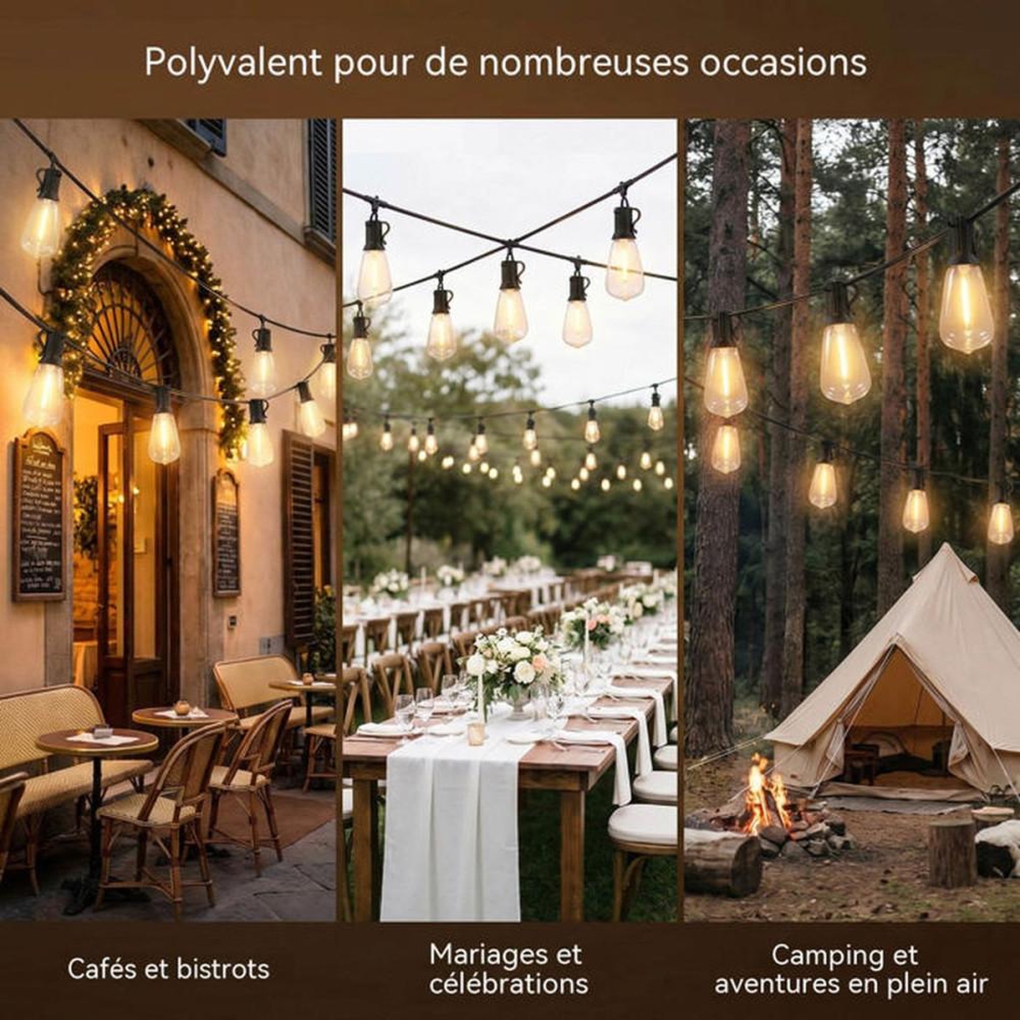 Voir la diapositive 5 : Guirlande lumineuse extérieure suspendue ST38 36,5 m 62 LED PET E12 blanc chaud Octopia