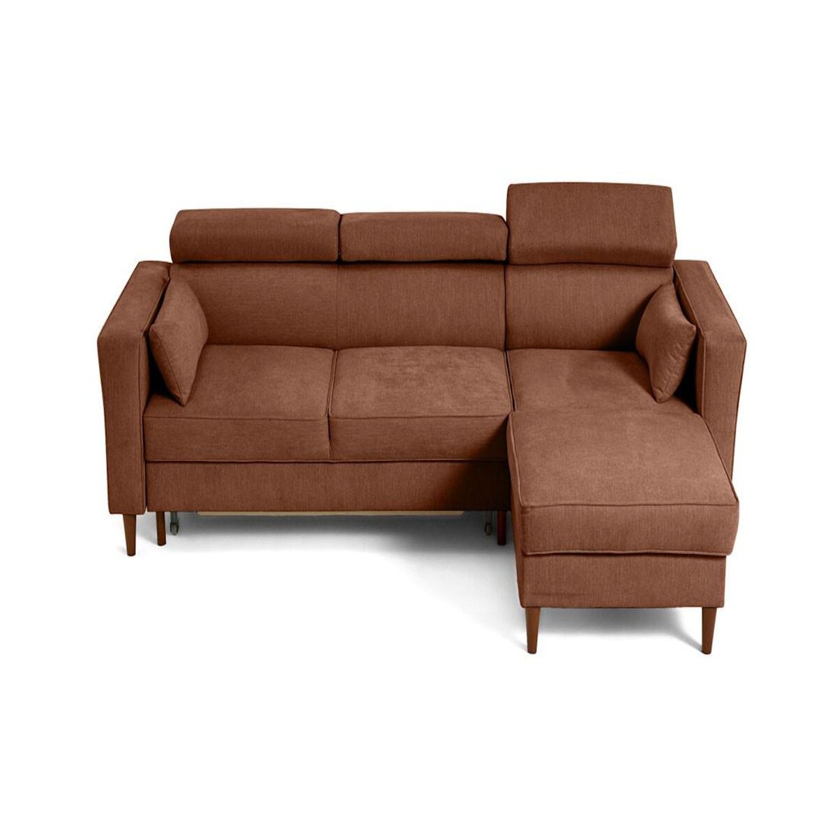 BEST MOBILIER Alicante - canapé d'angle réversible convertible avec têtières - coffre - 4 places - en tissu texturé