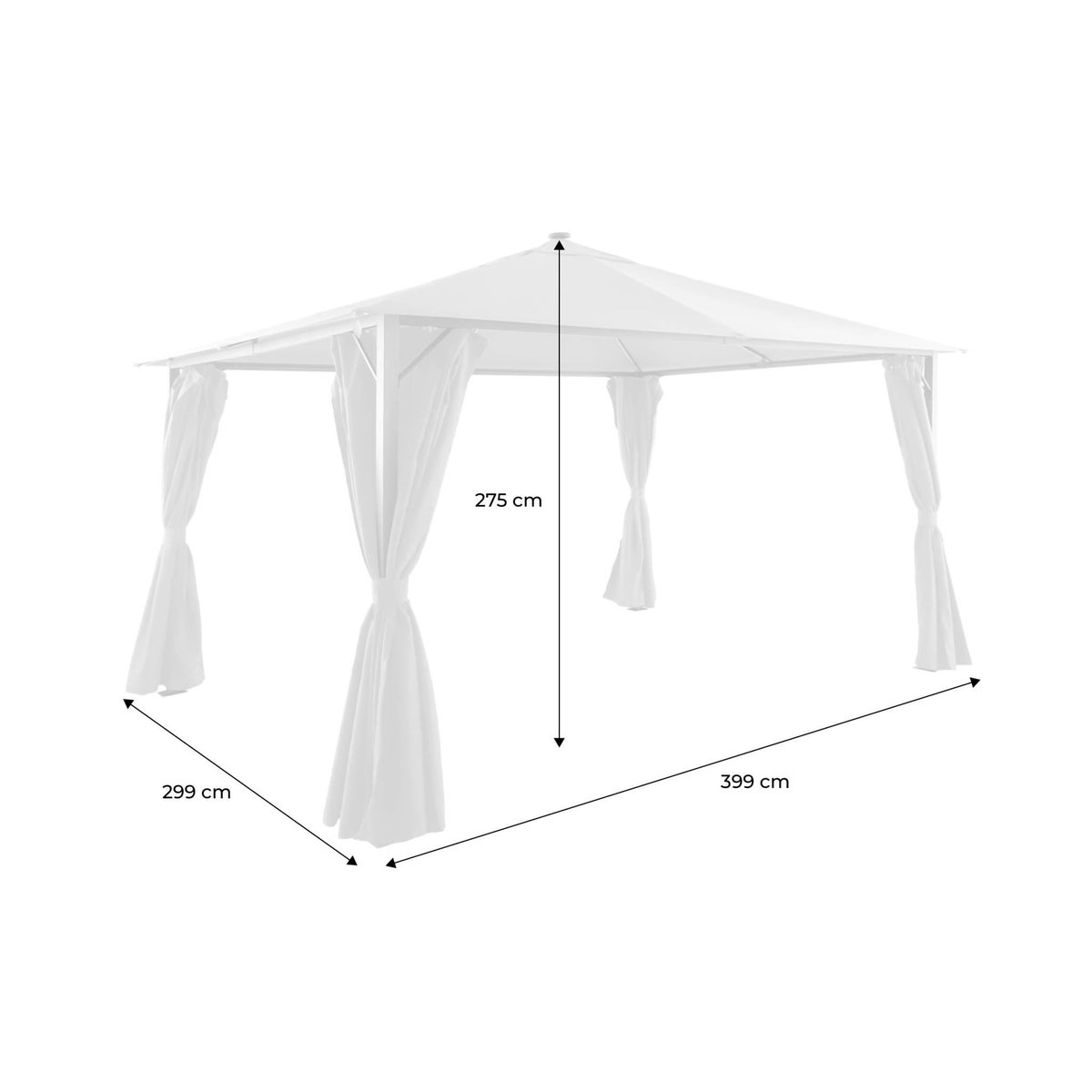SWEEEK Tonnelle 4x3m aluminium effet bois avec rideaux et led - Veluna