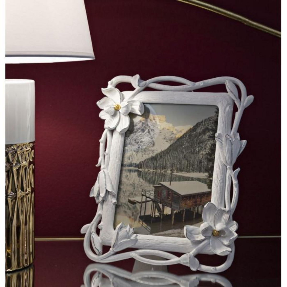 Paris Prix Cadre Photo Déco Fleurs  Magnolia  15x20cm Blanc