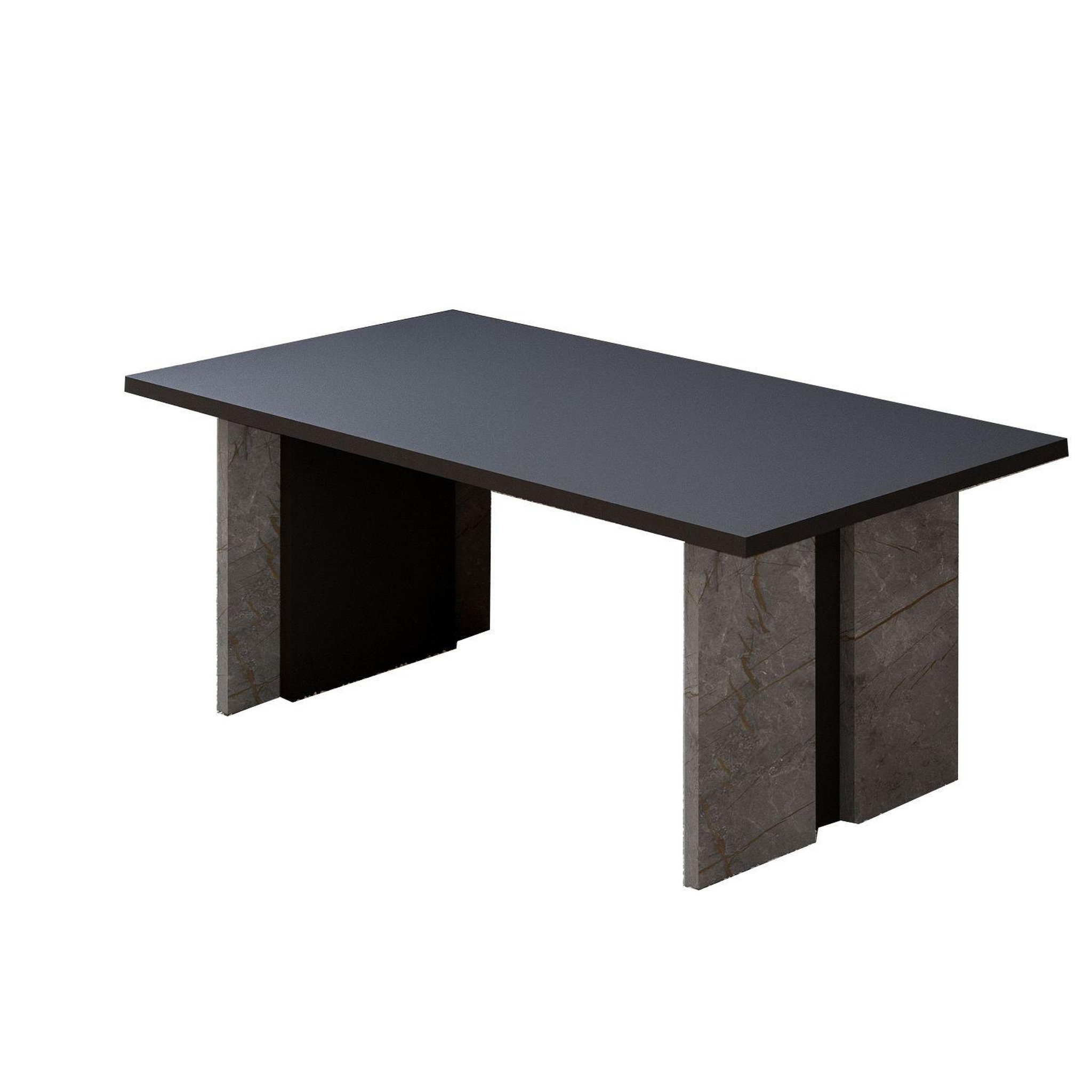 Habitat et Jardin Table basse en bois  ravello  - 90 x 50 x 40 cm - gris anthracite marbré