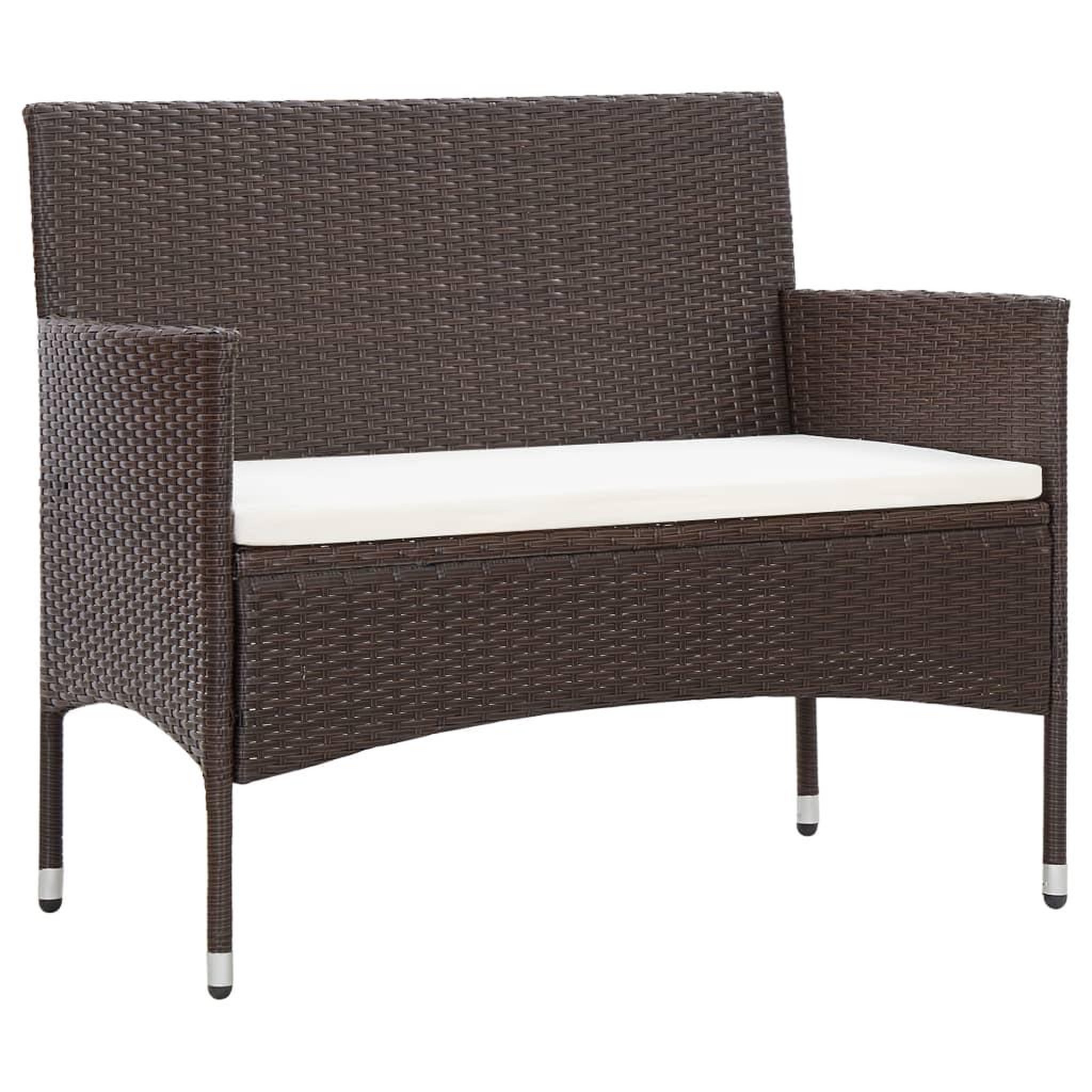 Voir la diapositive 2 : VIDAXL Salon de jardin 4 pcs avec coussins Resine tressee Marron