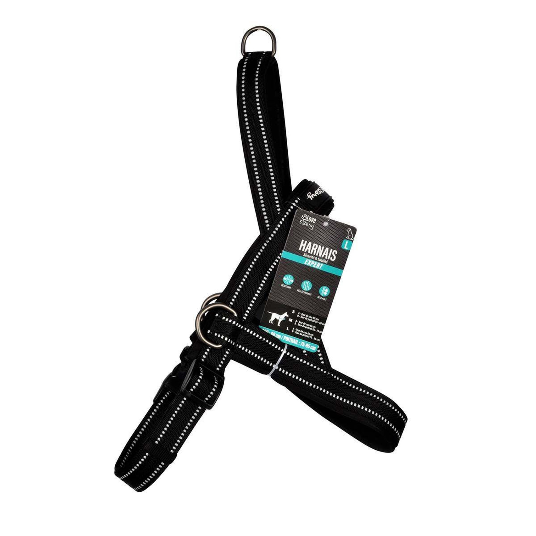 Voir la diapositive 4 : LOVE STORY Harnais norvégien  expert réglable  95cm noir