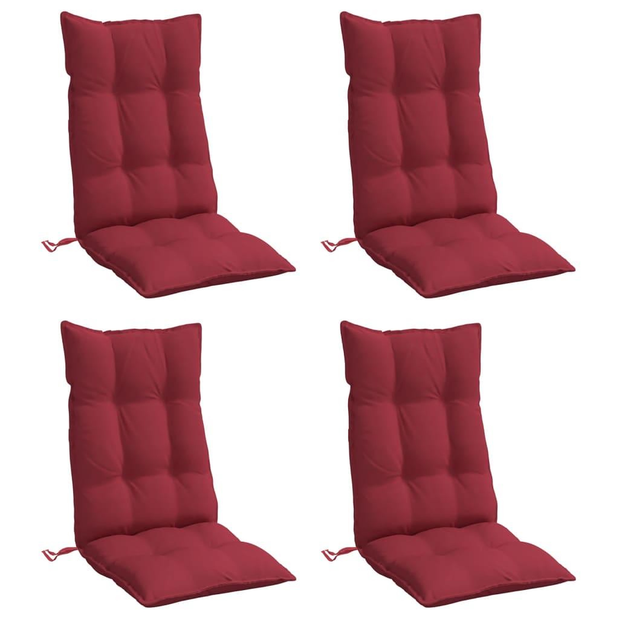 Voir la diapositive 3 : VIDAXL Coussins de chaise a dossier haut lot de 4 rouge bordeaux