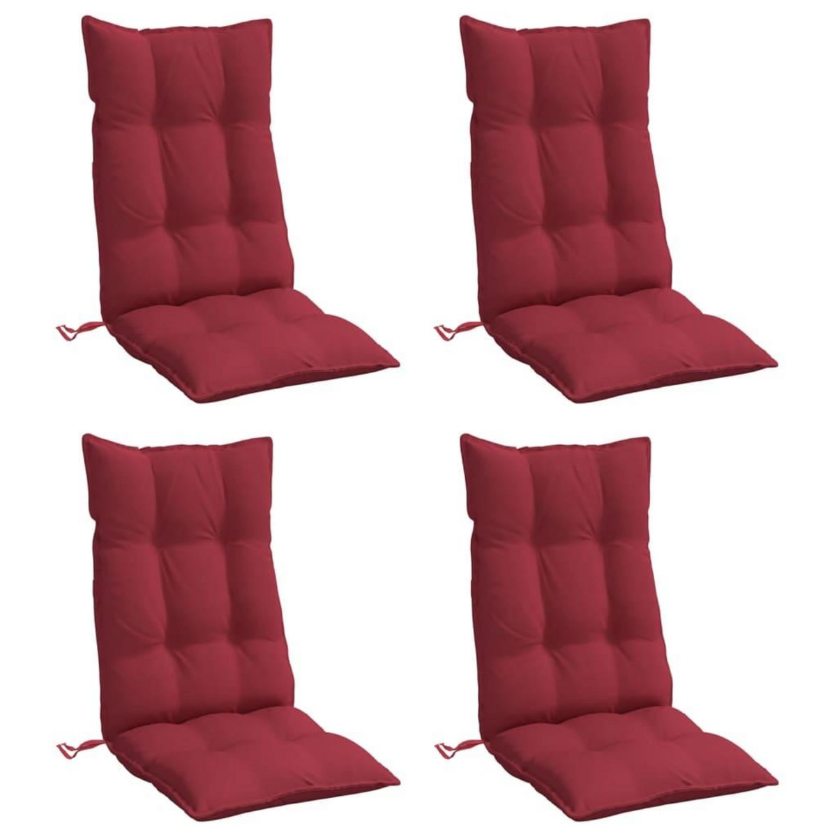 VIDAXL Coussins de chaise a dossier haut lot de 4 rouge bordeaux