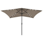 VIDAXL Parasol de jardin avec LED et mat en acier taupe 2x3 m