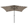 Voir la diapositive 1 : VIDAXL Parasol de jardin avec LED et mat en acier taupe 2x3 m