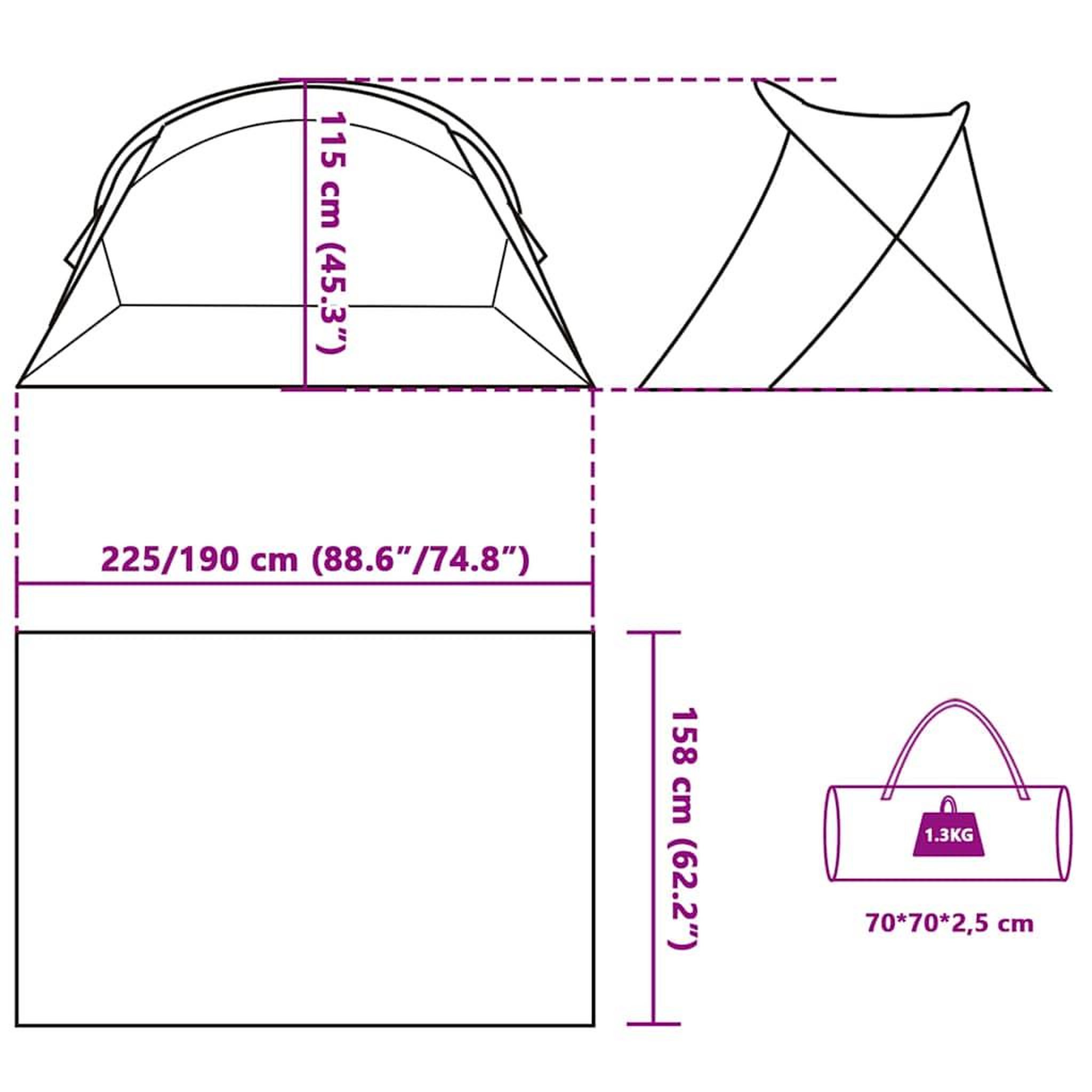 Voir la diapositive 6 : VIDAXL Tente de plage 2 personnes bleu azure escamotable impermeable