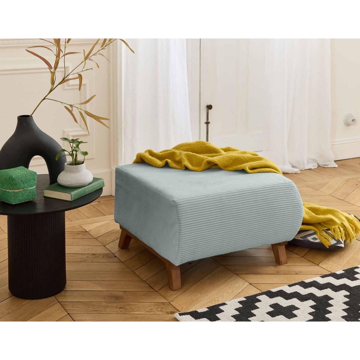 BEST MOBILIER Cristal - pouf modulable - 65 cm - en velours côtelé