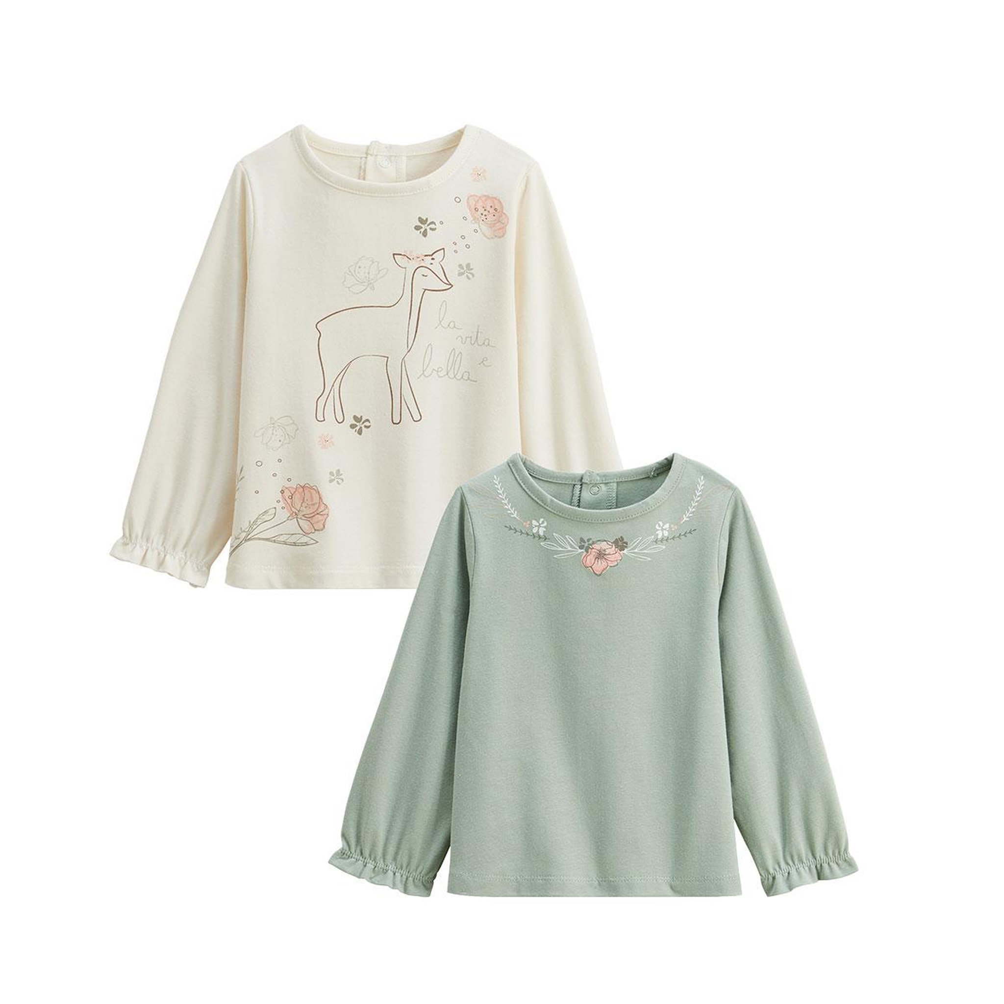 Voir la diapositive 1 : Petit Béguin Lot de 2 t-shirts enfant manches longues Lison