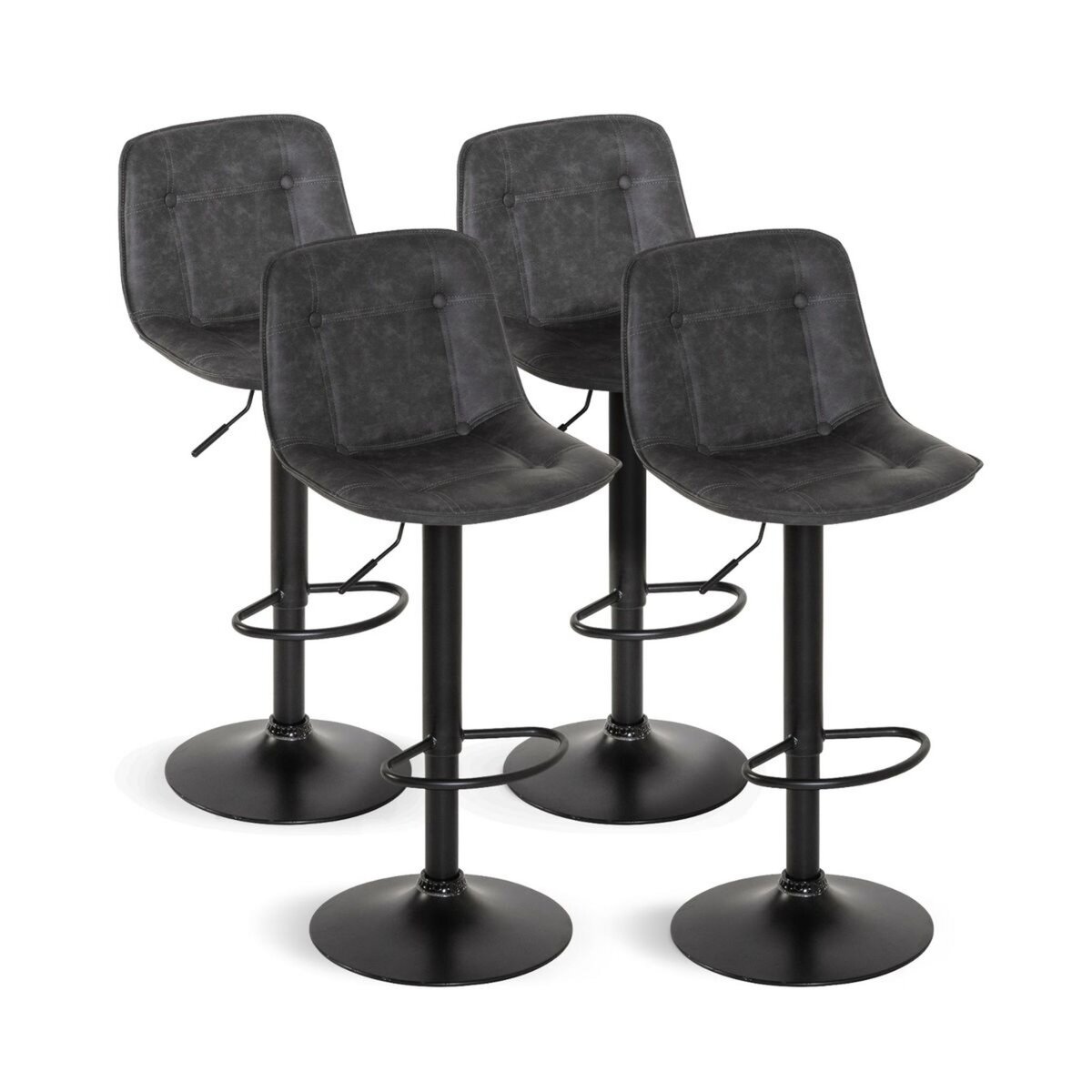 Lot de 4 tabourets de bar ajustables en hauteur MANHATTAN