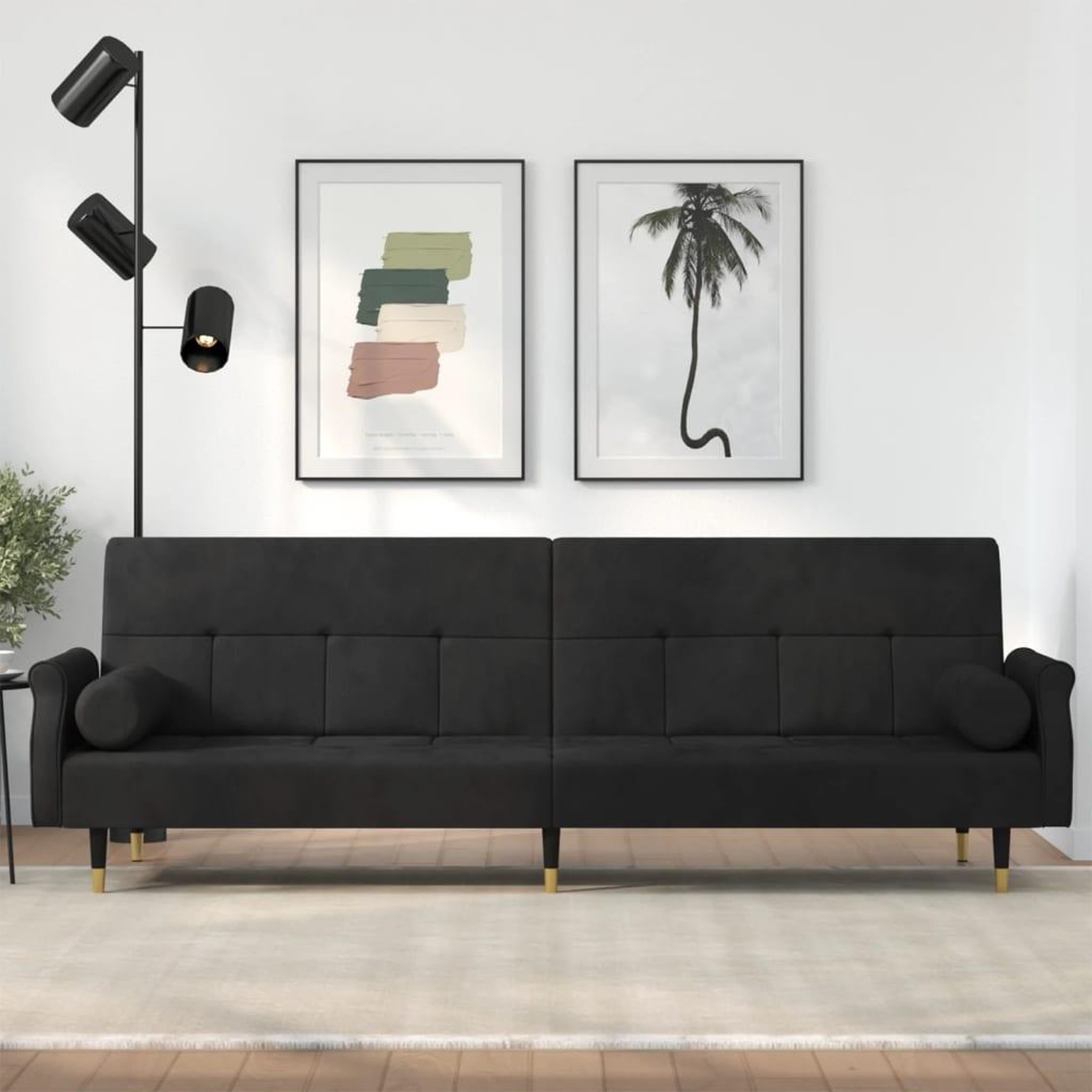 Voir la diapositive 1 : VIDAXL Canape-lit avec coussins noir velours