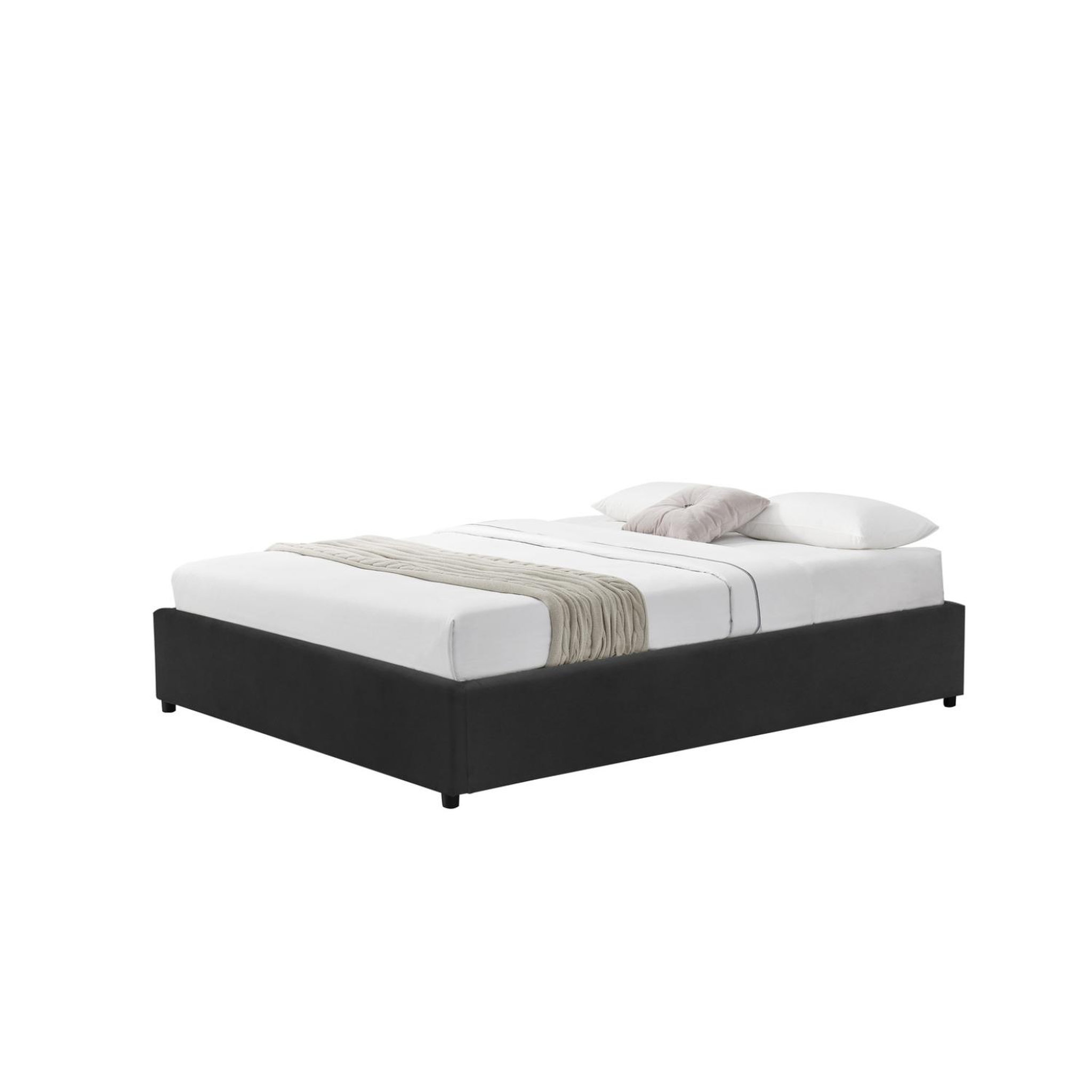 Voir la diapositive 5 : CONCEPT USINE Lit coffre en velours noir 140x190 cm KENNINGTON