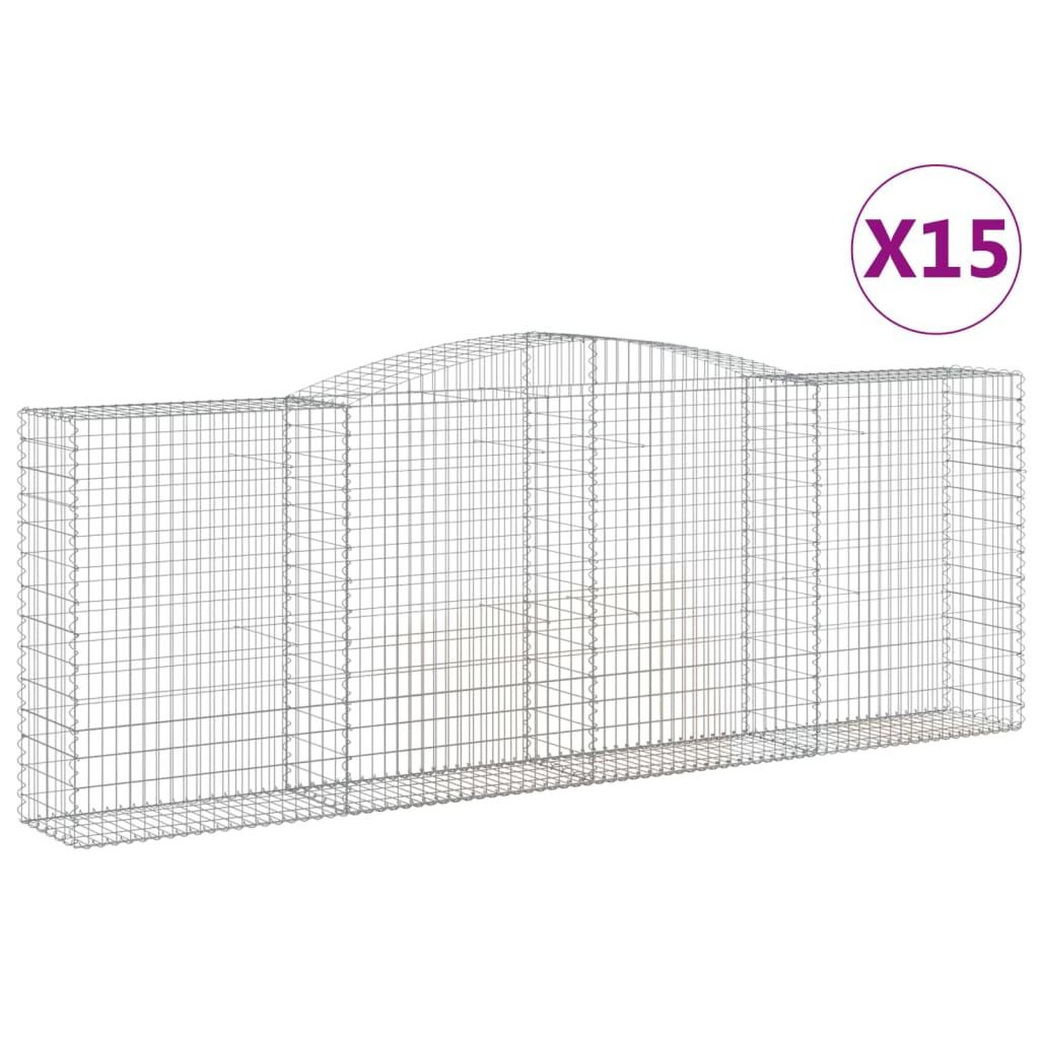 Voir la diapositive 2 : VIDAXL Paniers a gabions arques 15 pcs 400x50x140/160 cm Fer galvanise
