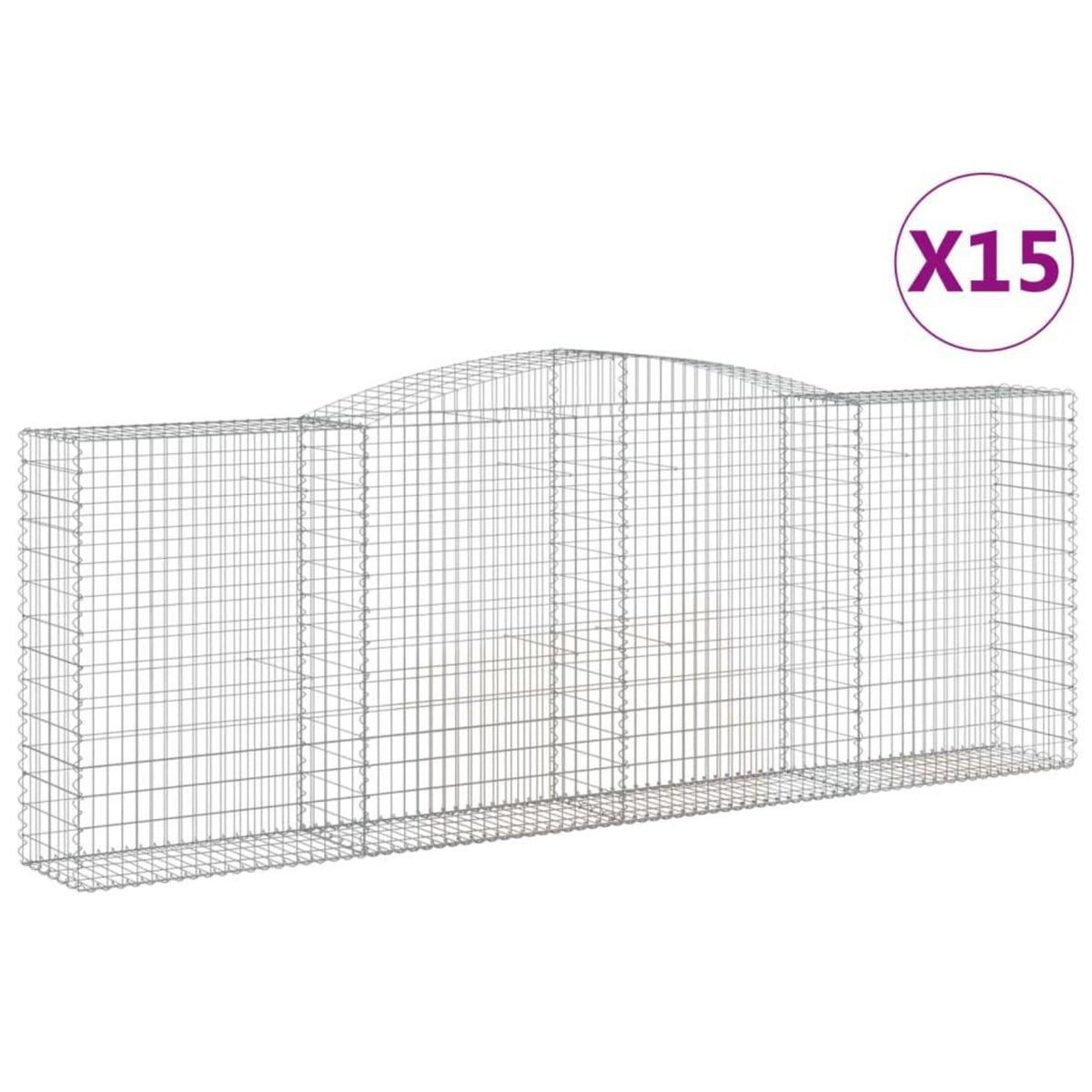 VIDAXL Paniers a gabions arques 15 pcs 400x50x140/160 cm Fer galvanise
