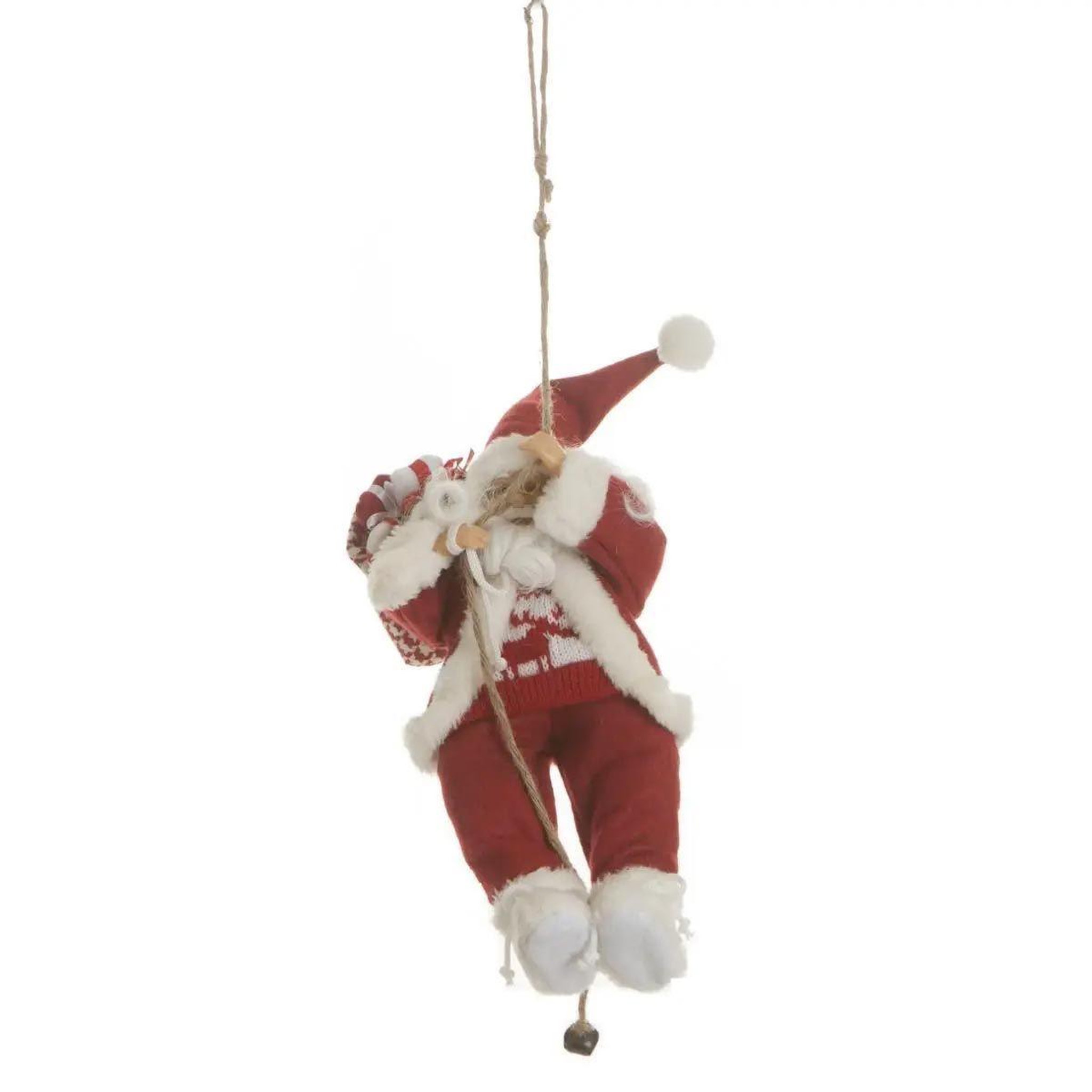 ATMOSPHERA Père noël déco  corde  30cm rouge & blanc