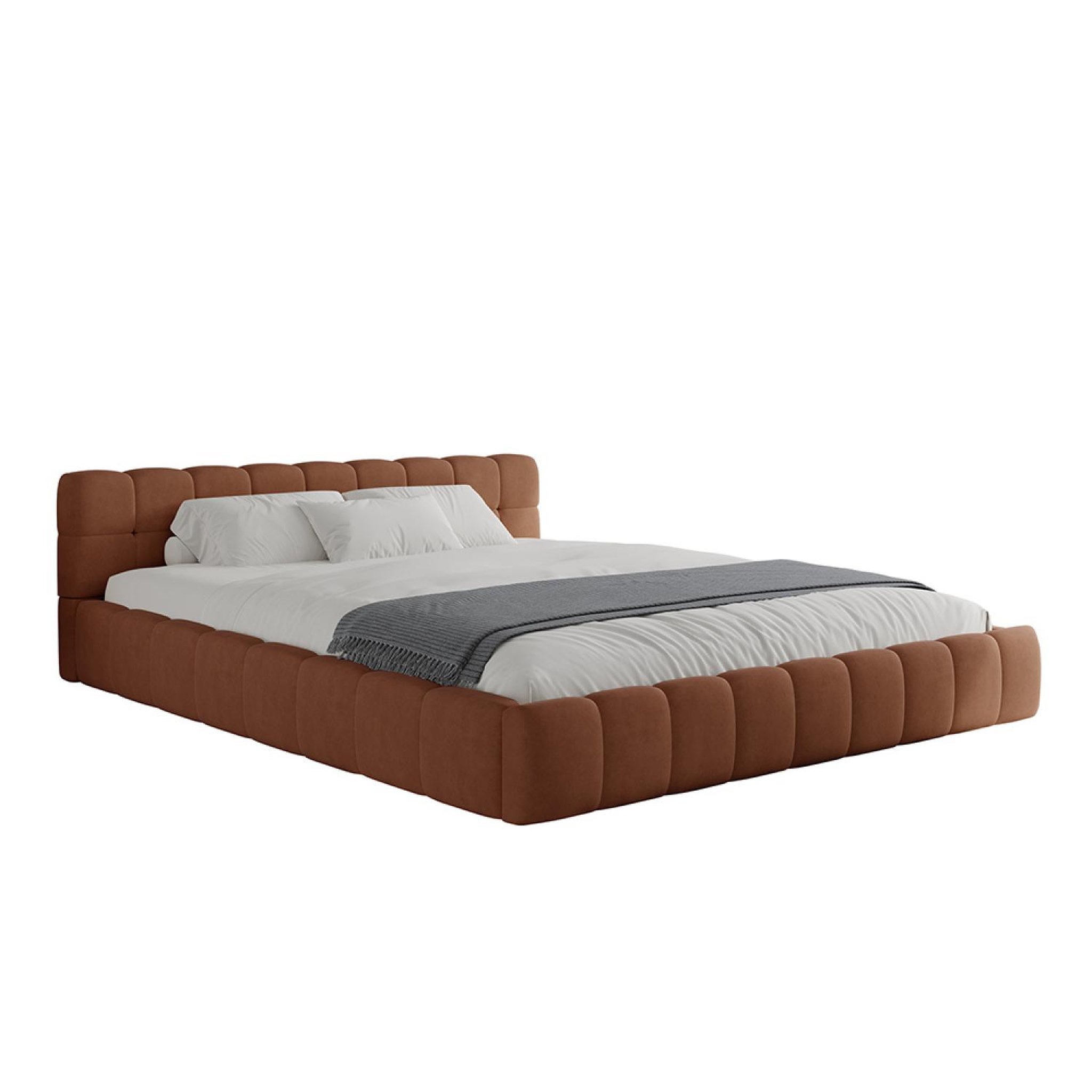 CONCEPT USINE Lit nuage 160x200cm en velours marron kansas