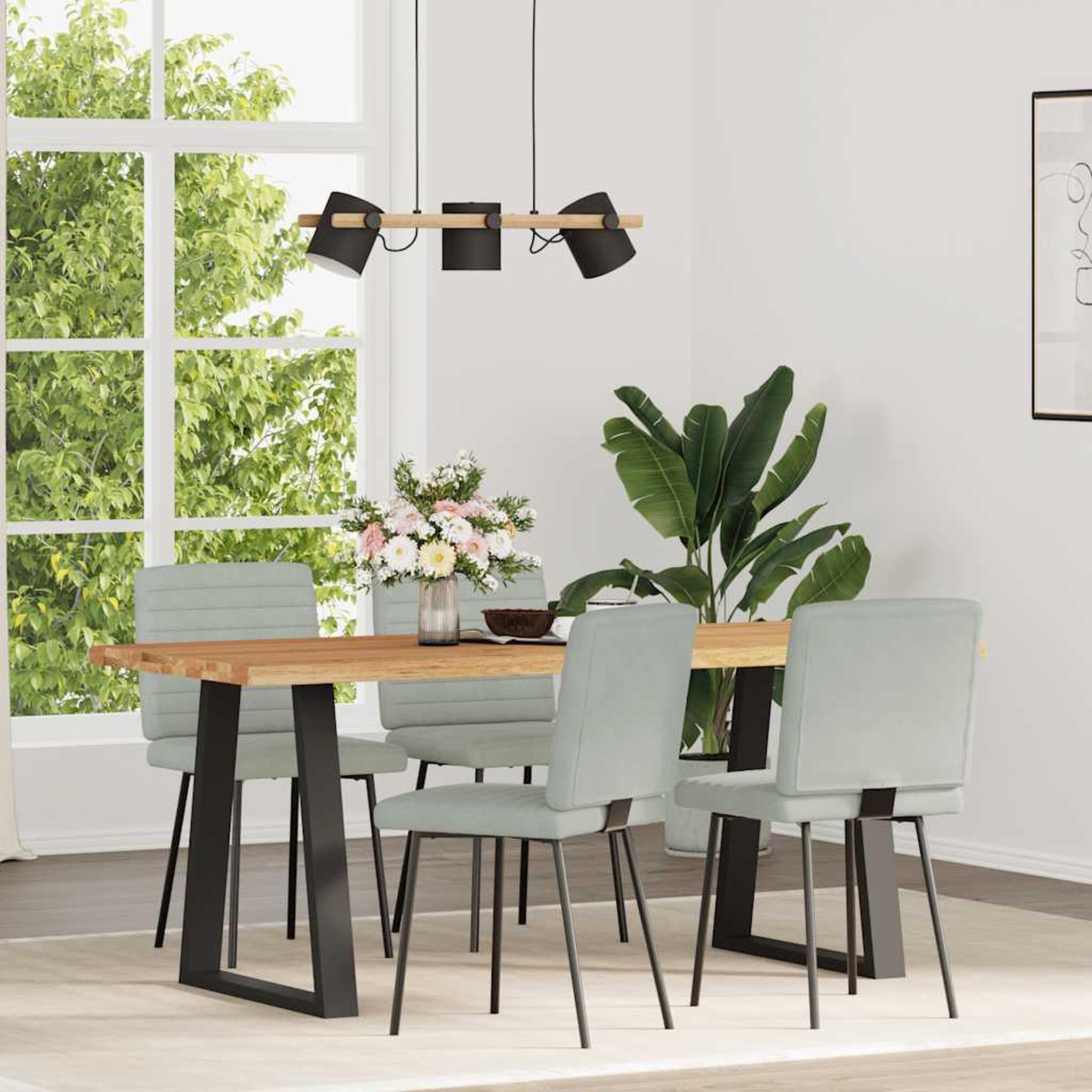 Voir la diapositive 2 : VIDAXL Chaises a manger lot de 4 Gris clair Velours