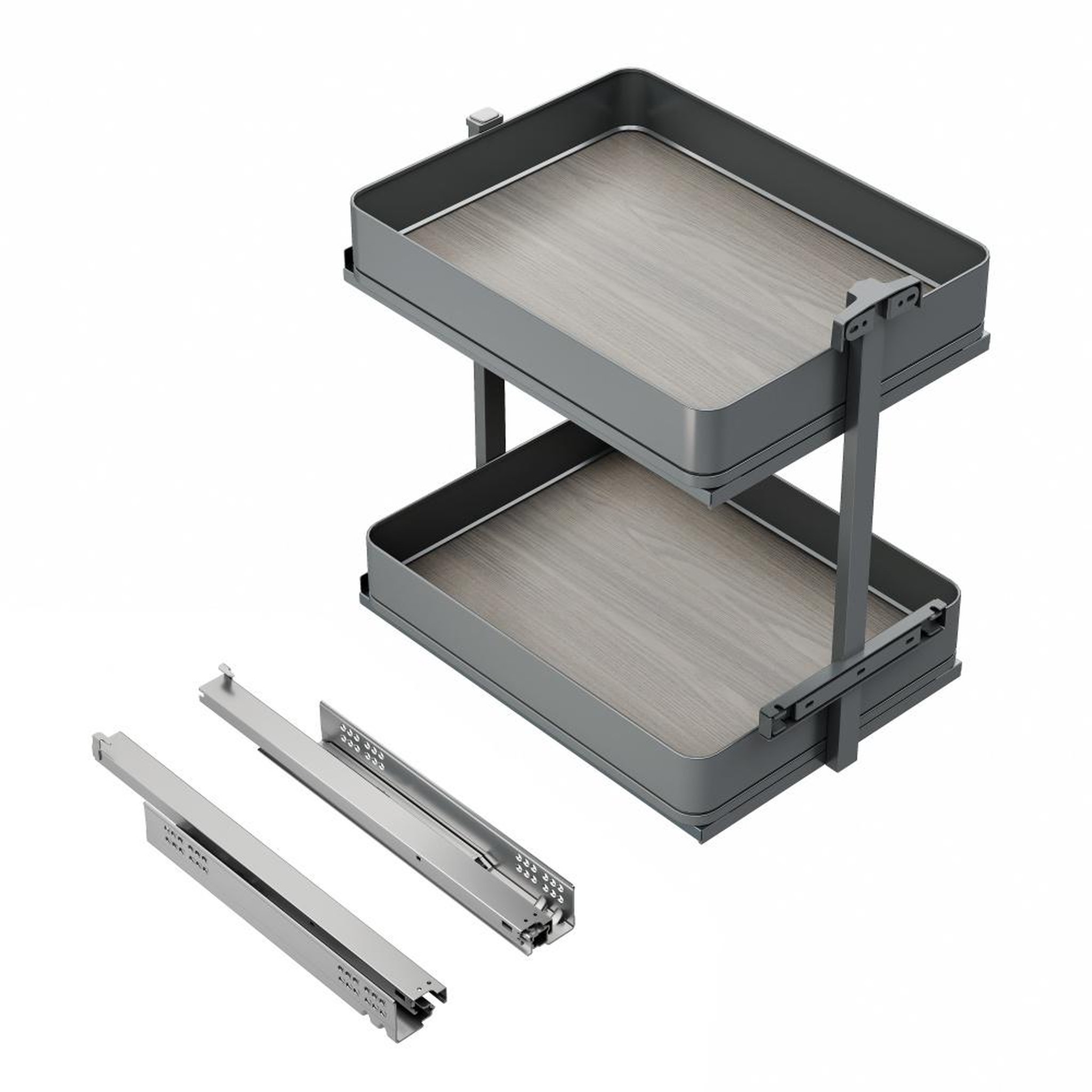EMUCA SRL Chariot extractible Harmony avec fermeture à amortie -  Module largeur 400mm hauteur 700mm -  Acier et Bois -  Gris anthracite