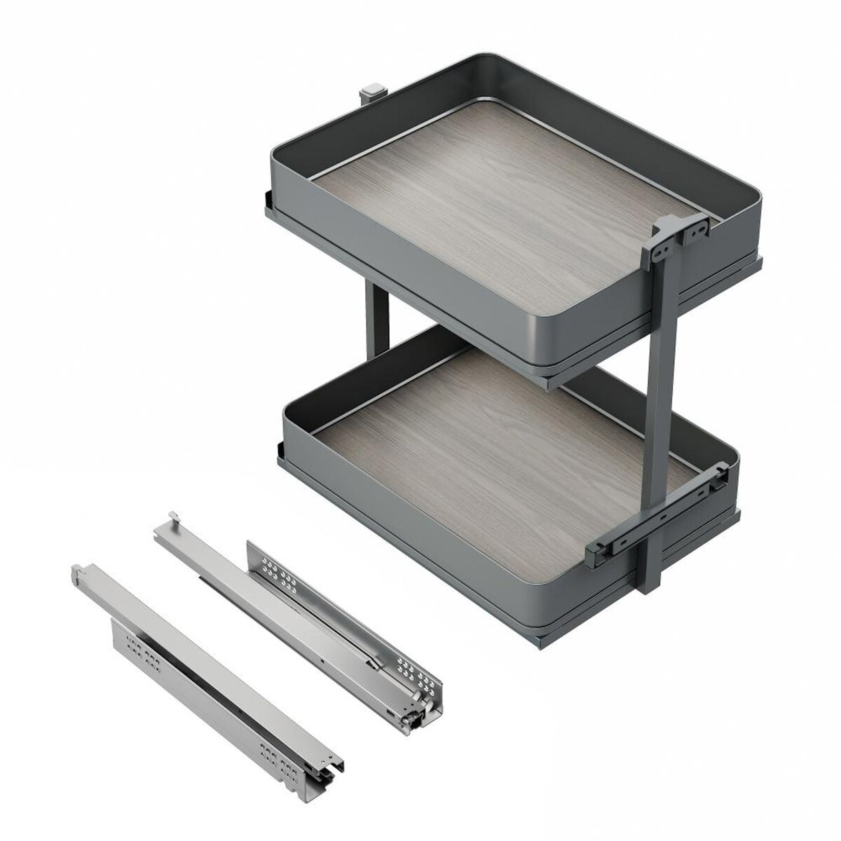 EMUCA SRL Chariot extractible Harmony avec fermeture à amortie -  Module largeur 400mm hauteur 700mm -  Acier et Bois -  Gris anthracite