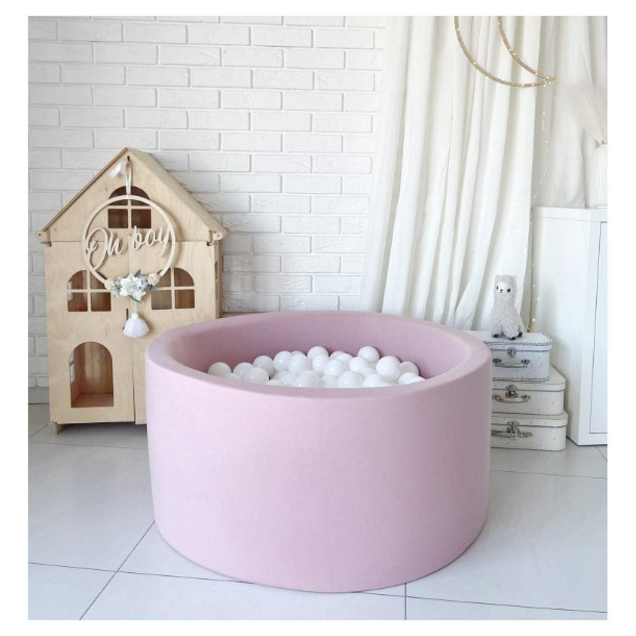 Voir la diapositive 2 : MONIO FOR KIDS Piscine à balles 90 cm rose poudré + 200 balles