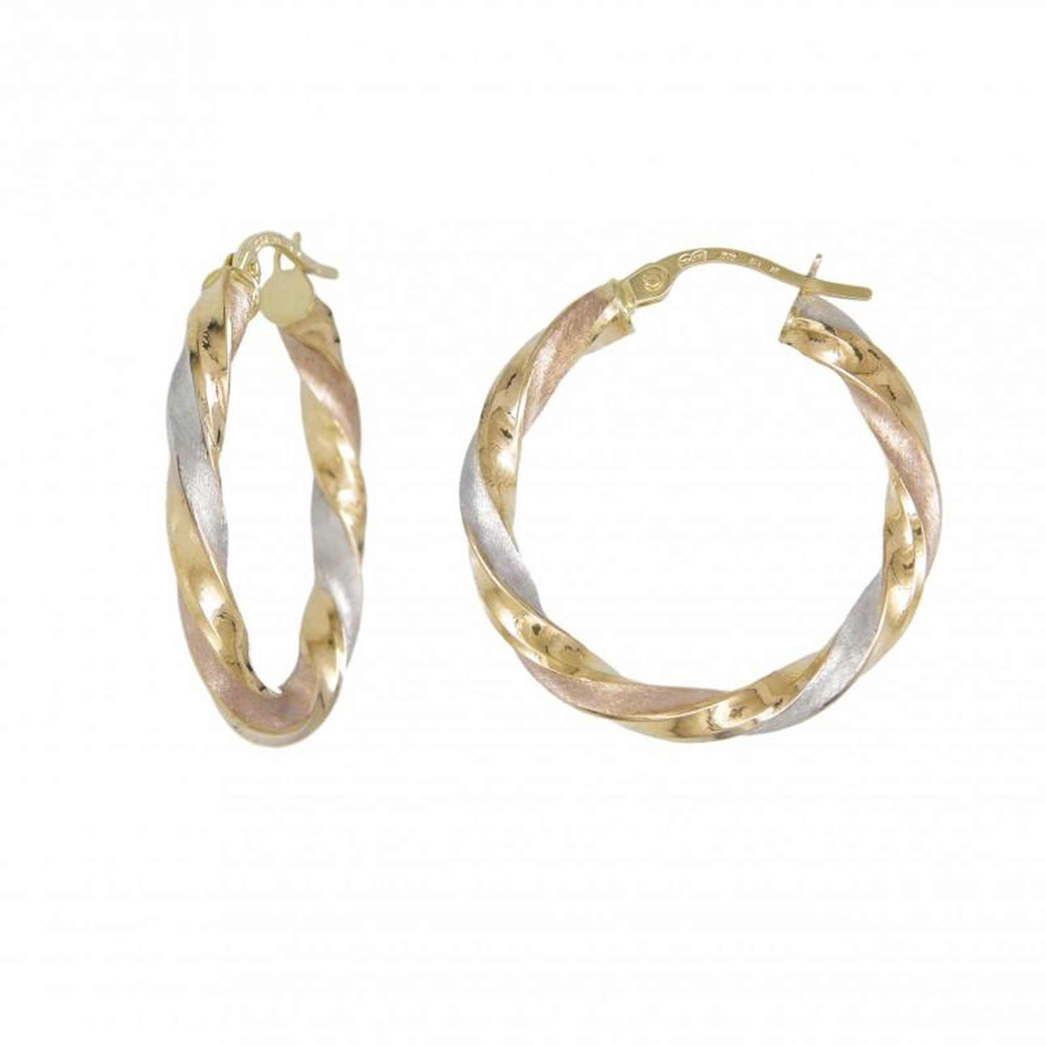 L'ATELIER D'AZUR Boucles d'Oreilles Créoles Or Tricolore Jaune