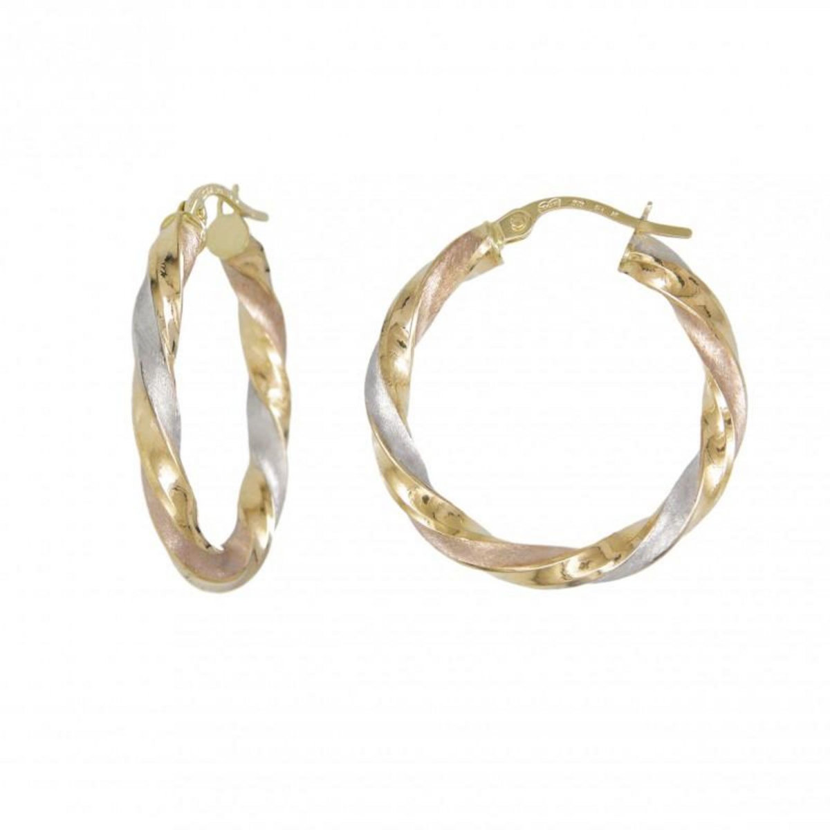 L'ATELIER D'AZUR Boucles d'Oreilles Créoles Or Tricolore Jaune