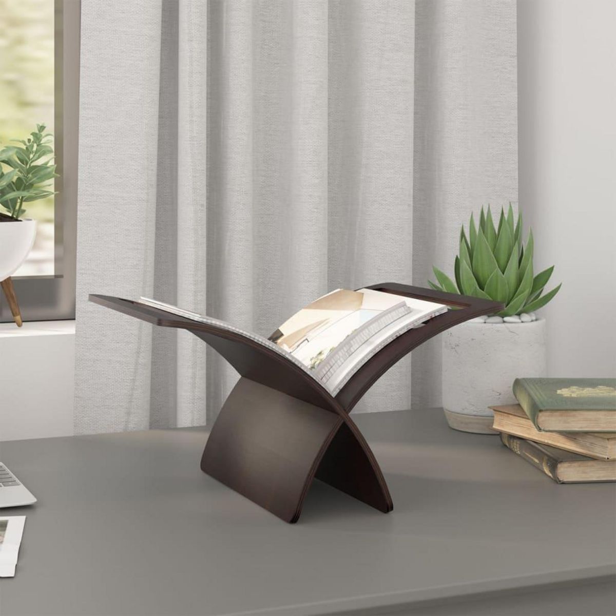 VIDAXL Porte-revue en bois sur pied marron