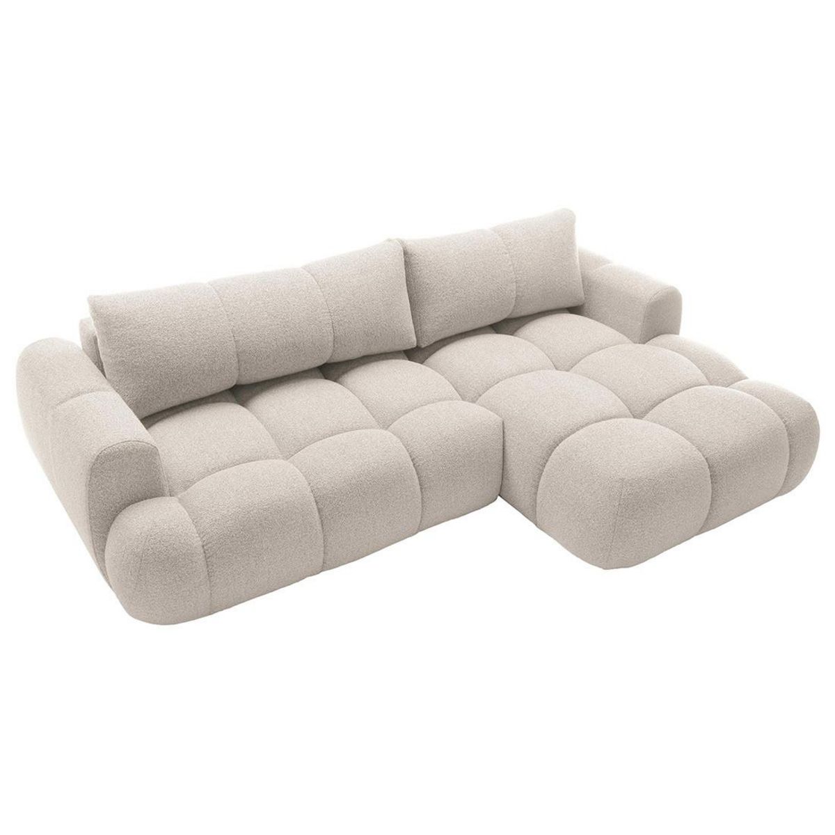 BEST MOBILIER Yulin - canapé d'angle droit 4 places convertible avec coffre en tissu bouclette