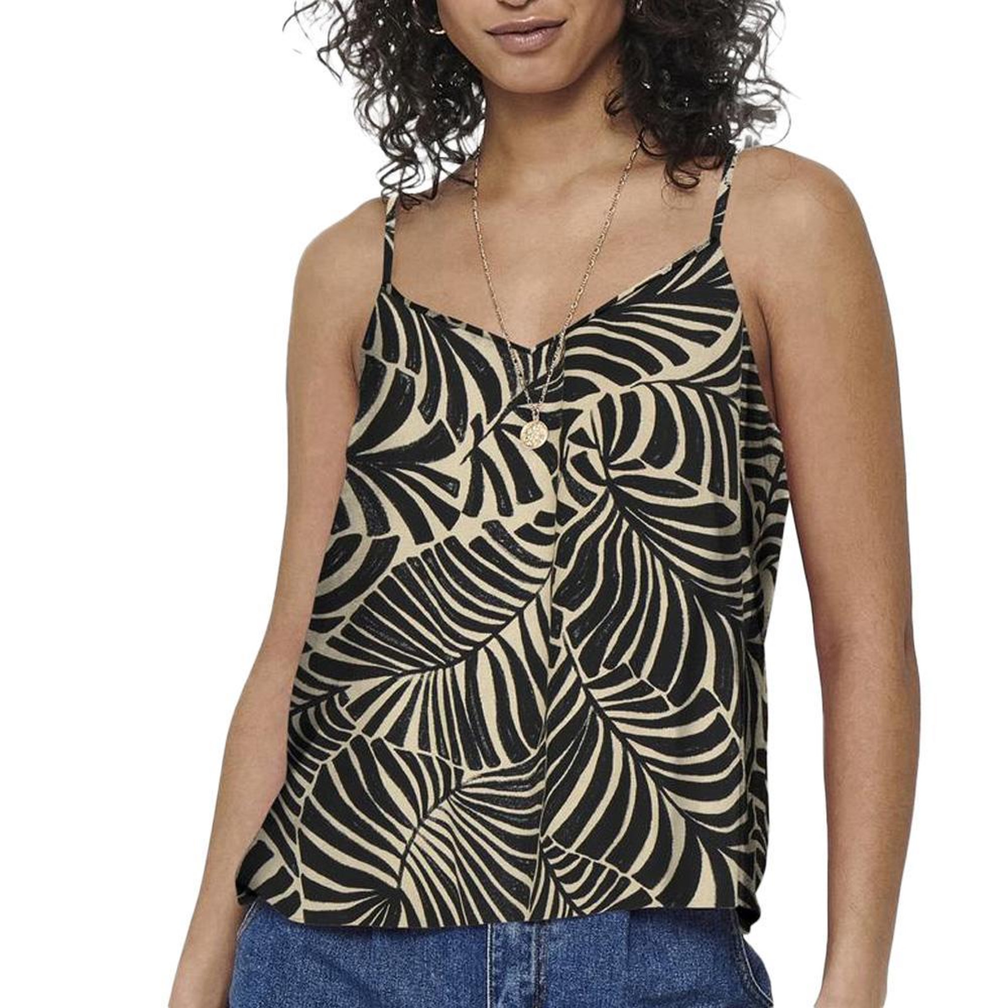 Only Débardeur Beige/Noir à Motifs Femme Only Nova Life Paris. Coloris disponibles : Noir