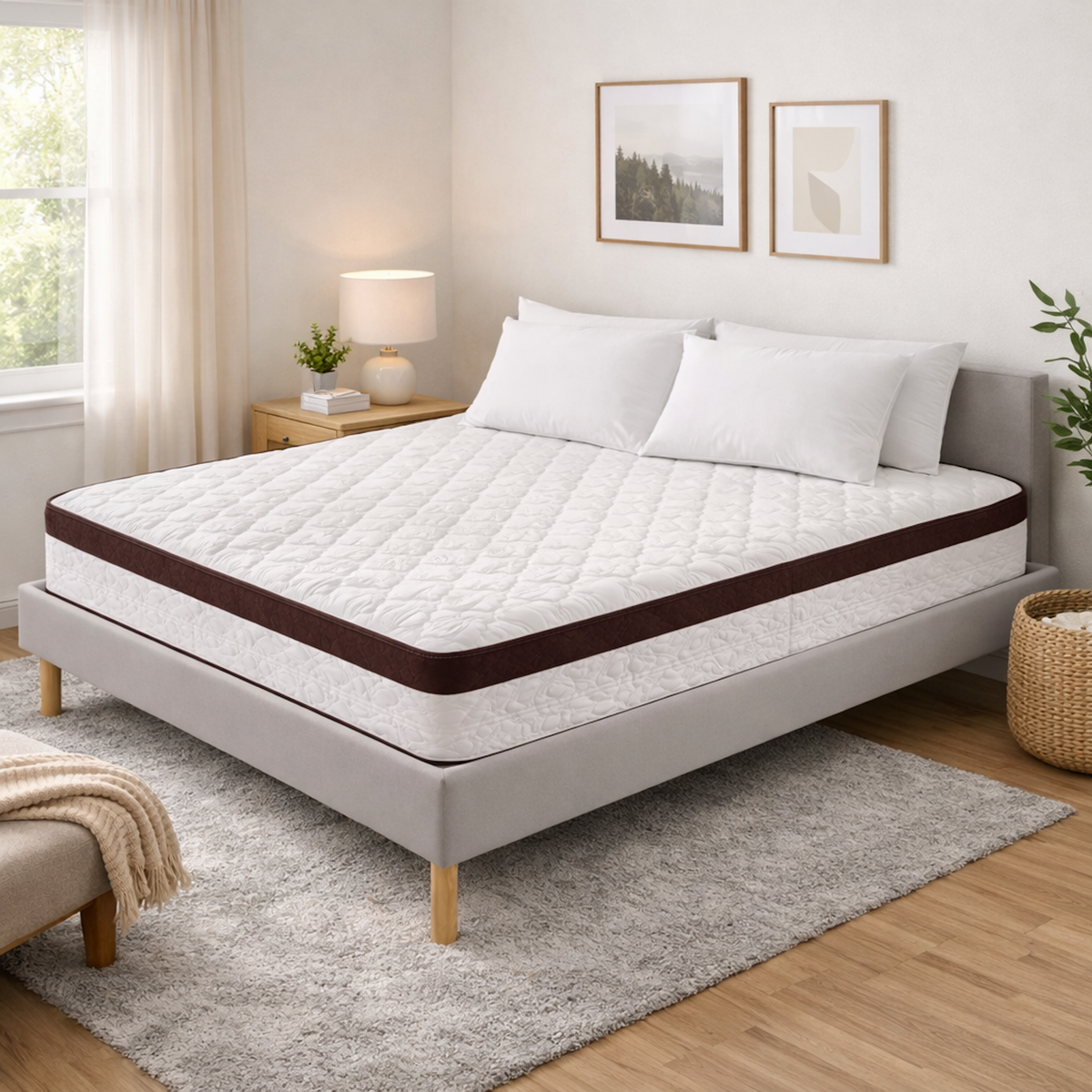 NUITS D'OR Ensemble Sommier Tapissier et Matelas Soutien Très Ferme