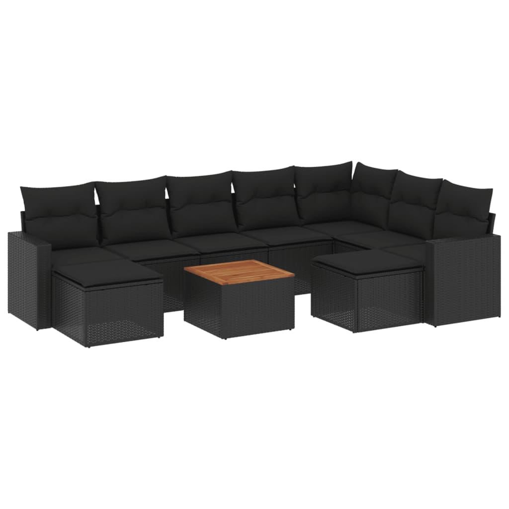 Voir la diapositive 2 : VIDAXL Salon de jardin 10 pcs avec coussins noir resine tressee