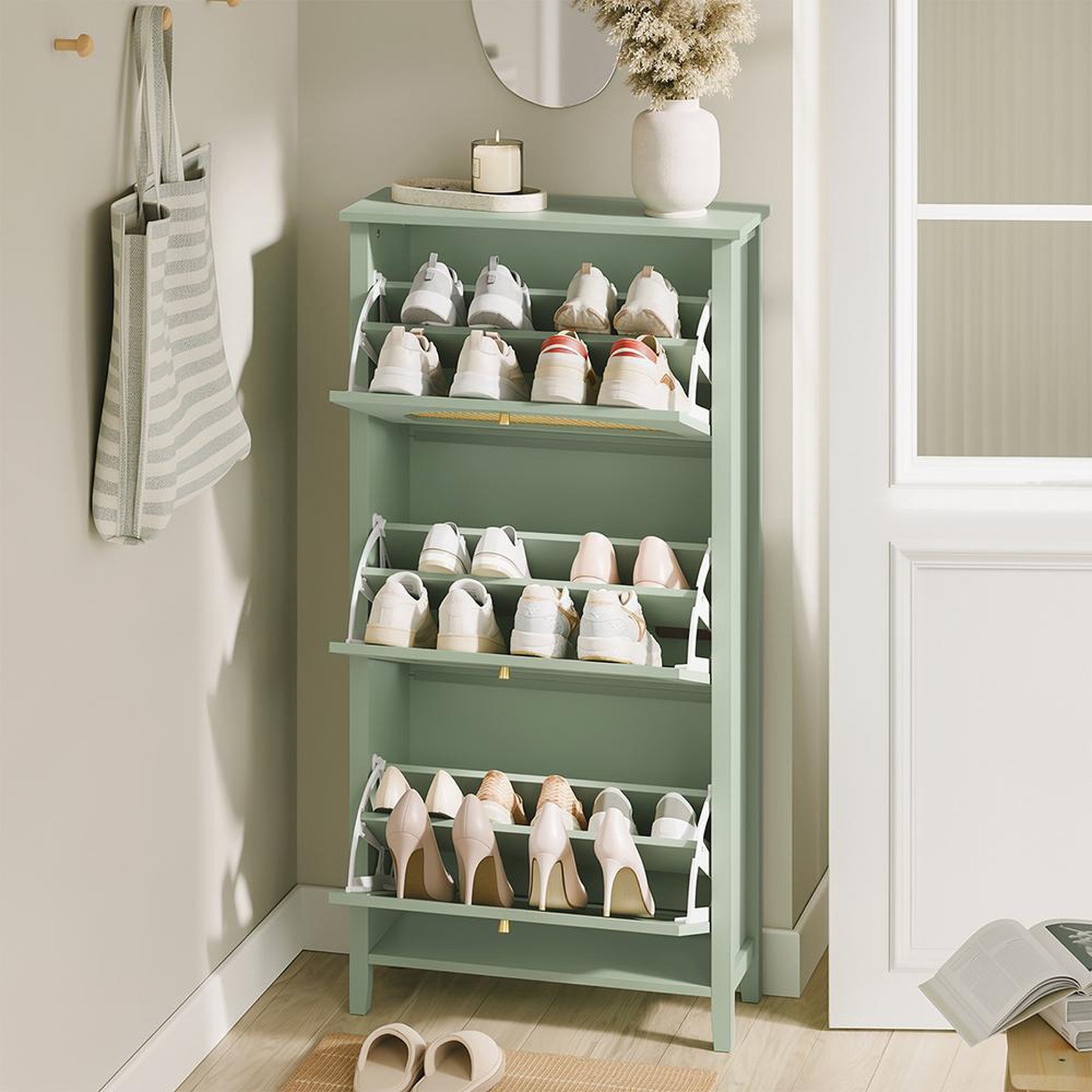 Voir la diapositive 4 : SOBUY Armoire à Chaussures Vert 62x25x121cm FSR222-GR
