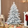 Voir la diapositive 4 : HOMCOM Sapin de Noël artificiel enneigé H.150cm 768 branches grand réalisme support métal pliable vert blanc
