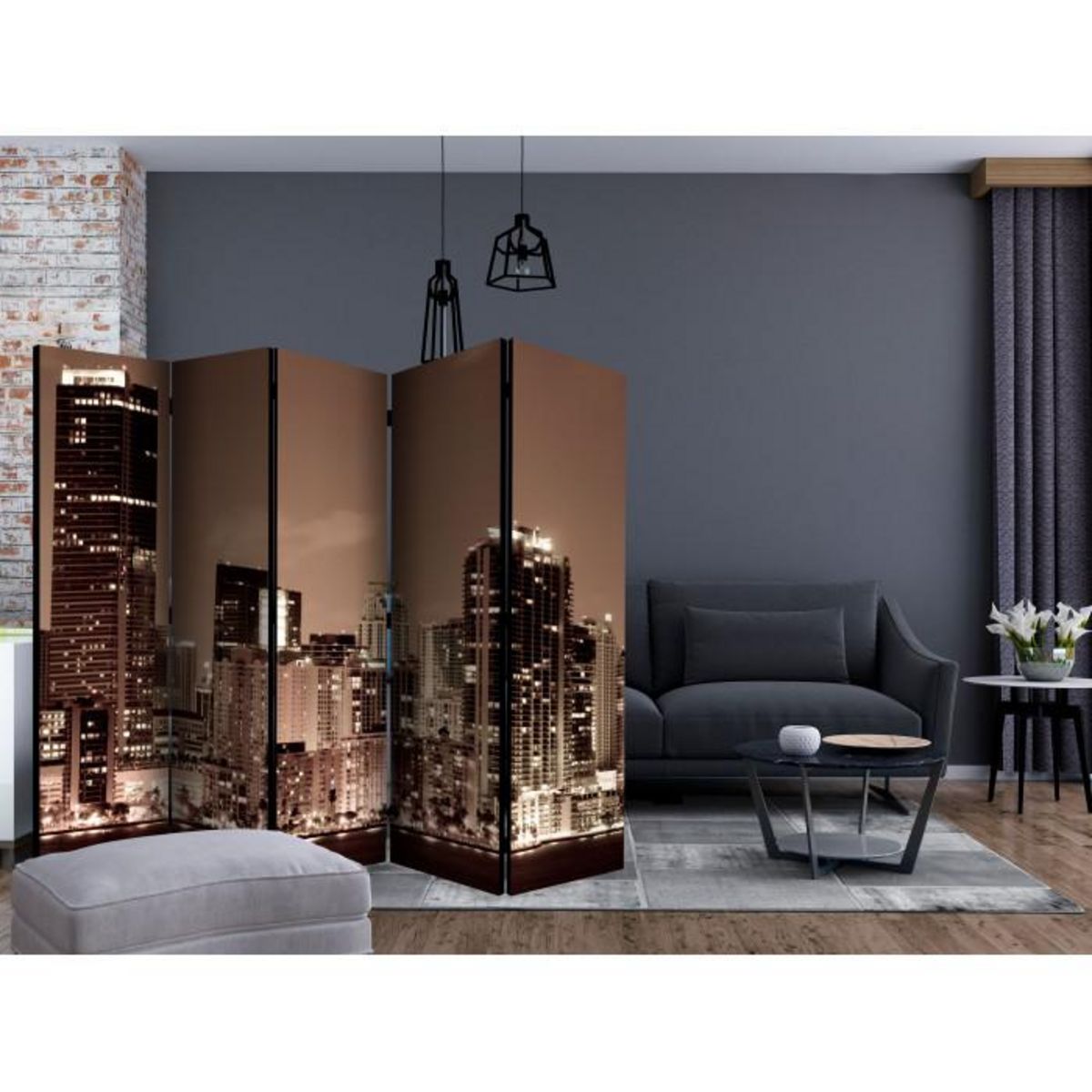 Paris Prix Paravent 5 Volets  Night Life in Miami  172x225cm