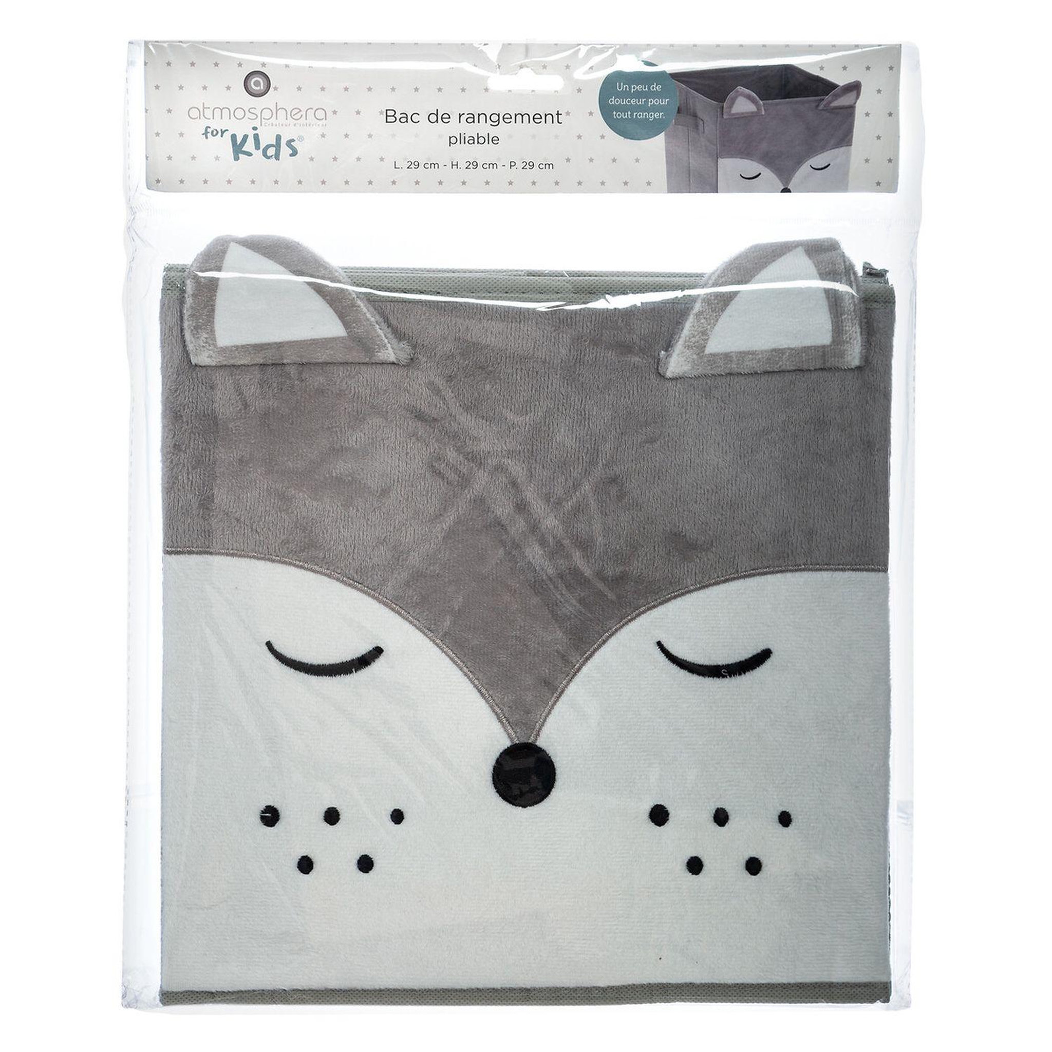 Voir la diapositive 2 : ATMOSPHERA Boîte de rangement enfant design velours douceur - l. 29 x l. 29 cm - gris