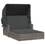 Voir la diapositive 2 : VIDAXL Chaise longue double et auvent et coussins gris resine tressee