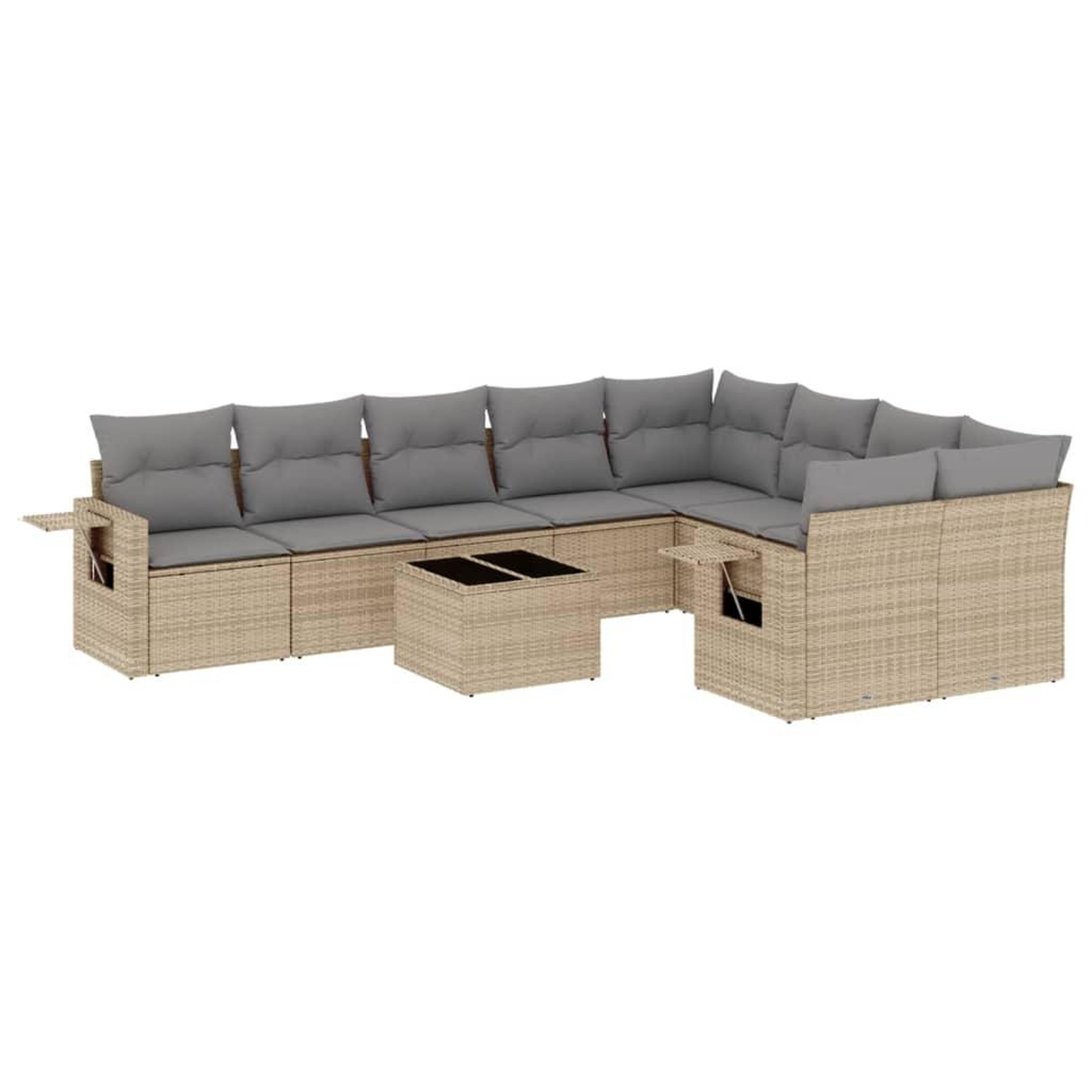 Voir la diapositive 2 : VIDAXL Salon de jardin avec coussins 10 pcs beige resine tressee