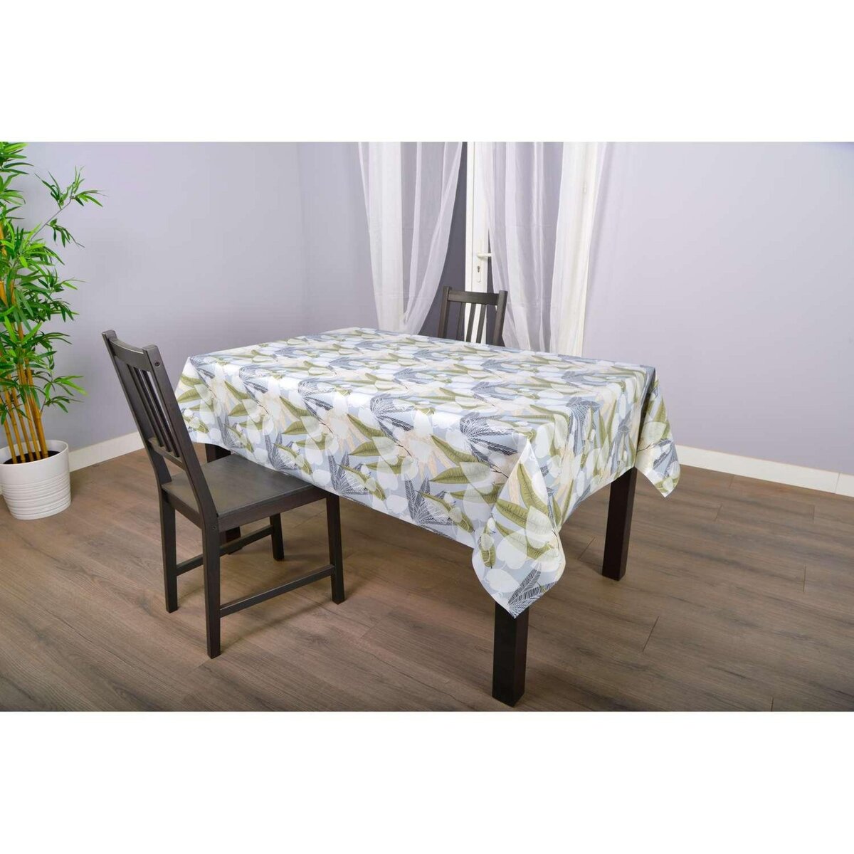 HABITABLE Nappe en toile cirée rectangulaire Sais - 140 x 200 cm - Gris