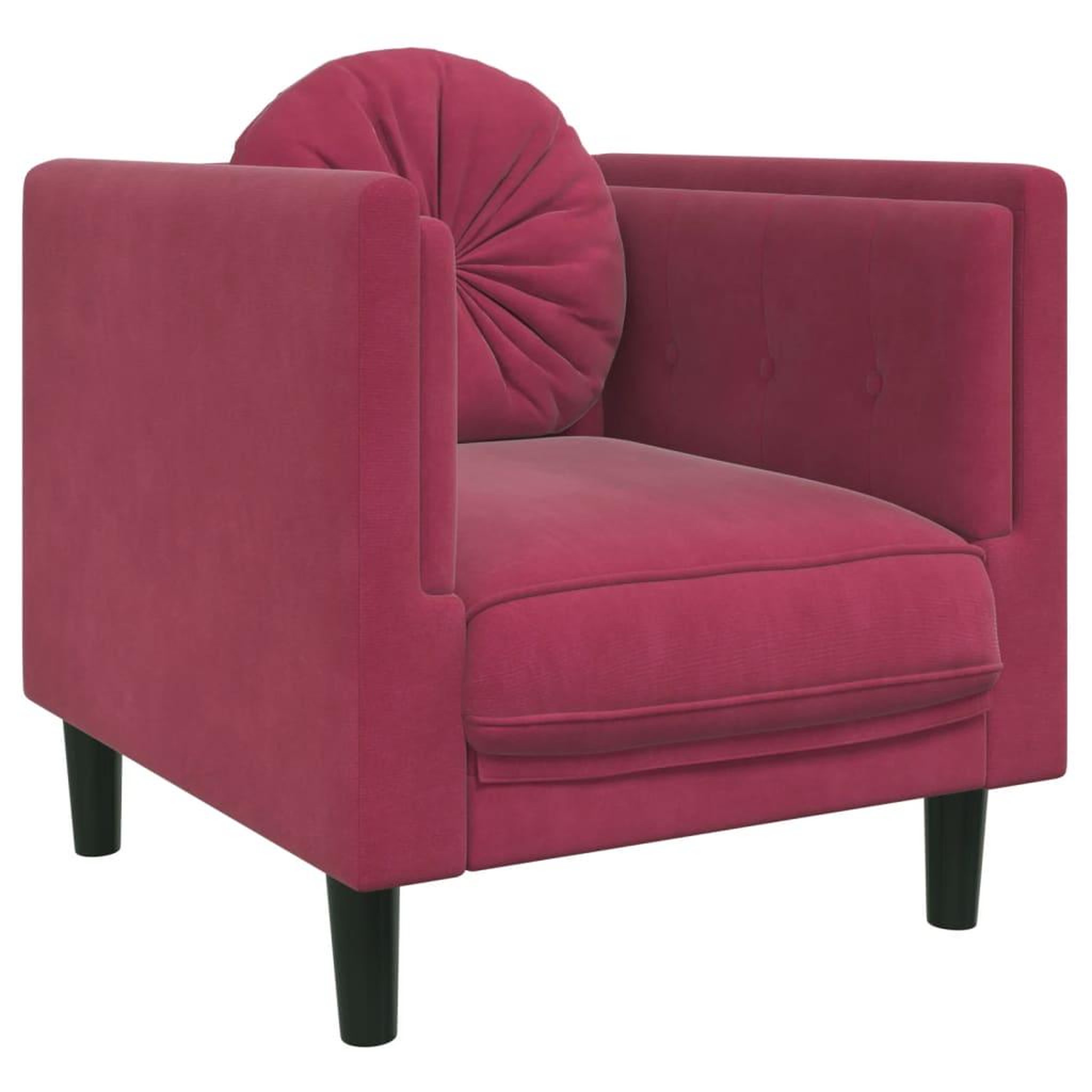 Voir la diapositive 2 : VIDAXL Fauteuil avec coussin rouge bordeaux velours