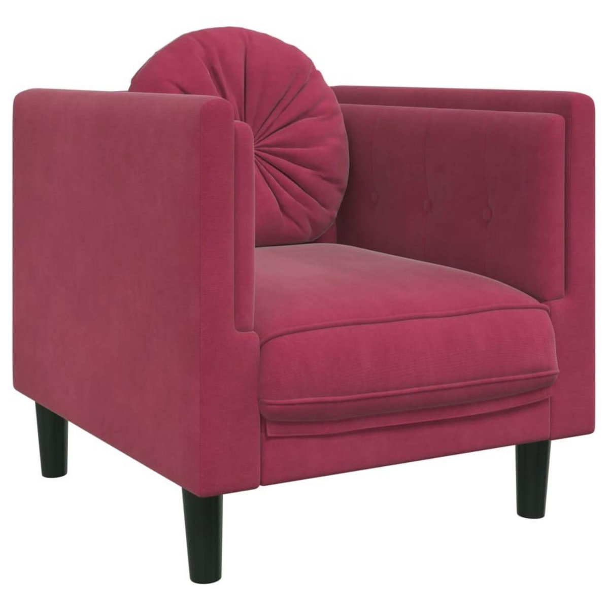 VIDAXL Fauteuil avec coussin rouge bordeaux velours