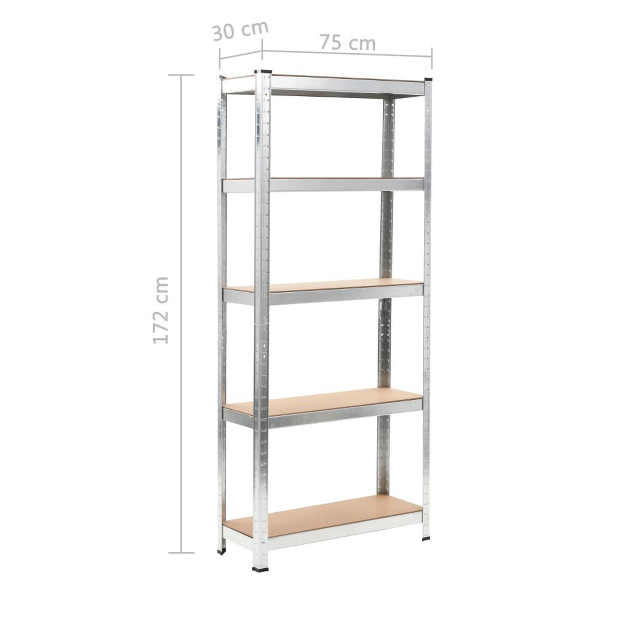Voir la diapositive 6 : VIDAXL Etageres a 5 niveaux 3 pcs Argente Acier et bois d'ingenierie