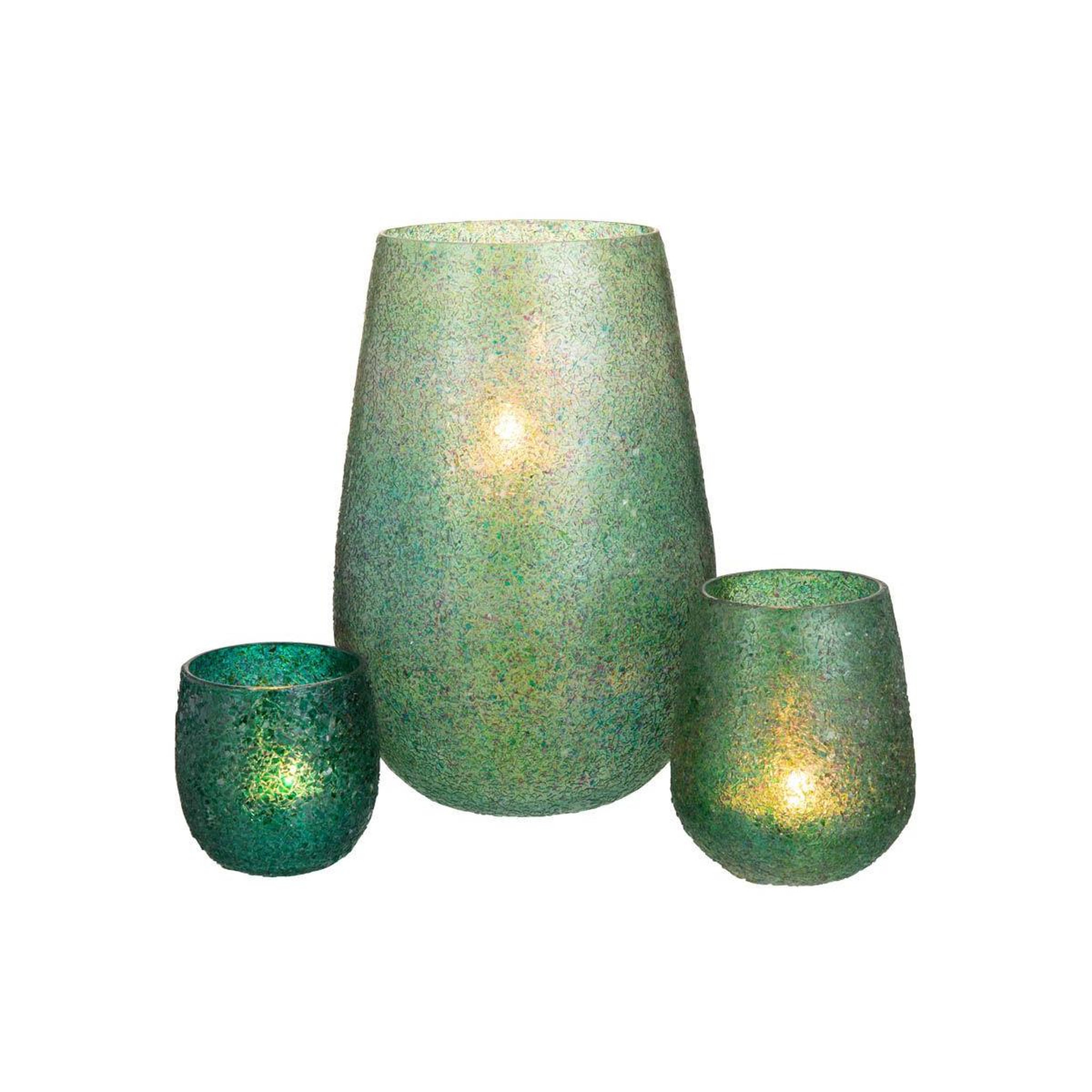 Voir la diapositive 5 : J-LINE Photophore Éclat de Verre  Tom  26cm Vert