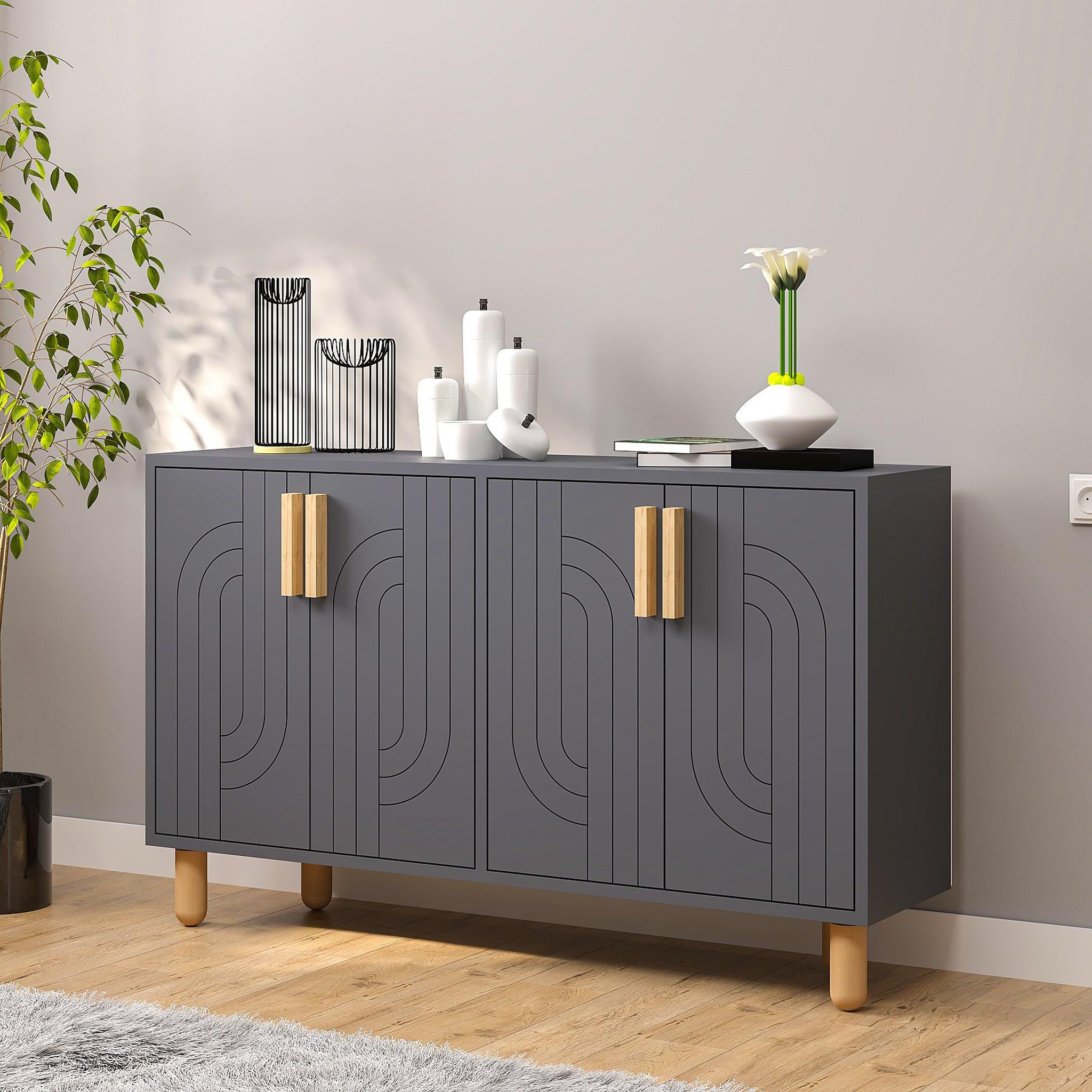 Voir la diapositive 3 : Habitat et Jardin Buffet en bois  rodney  - 120 x 30 x 74 cm - gris anthracite