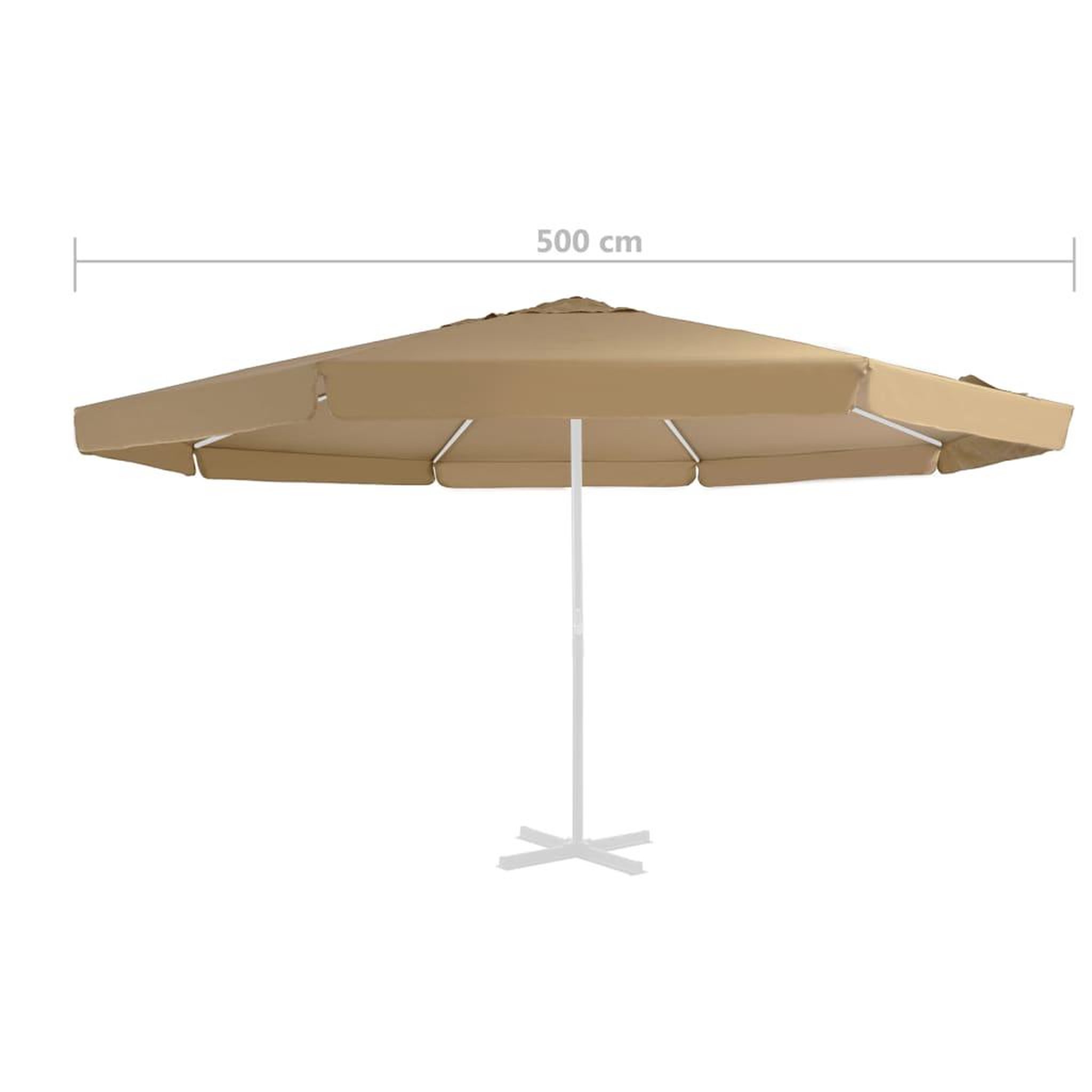 Voir la diapositive 4 : VIDAXL Tissu de remplacement pour parasol d'exterieur Taupe 500 cm