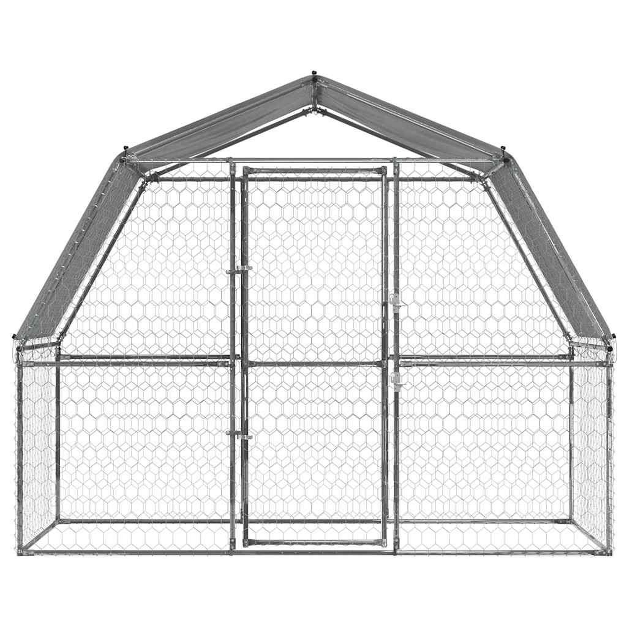 Voir la diapositive 4 : VIDAXL Cage pour chiens avec toit et porte argente acier galvanise