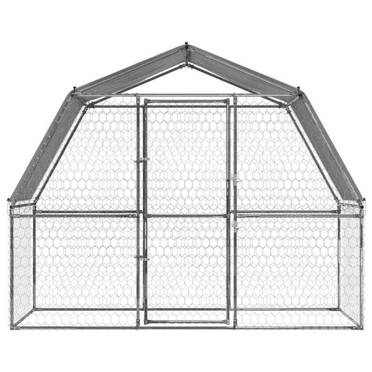 VIDAXL Cage pour chiens avec toit et porte argente acier galvanise