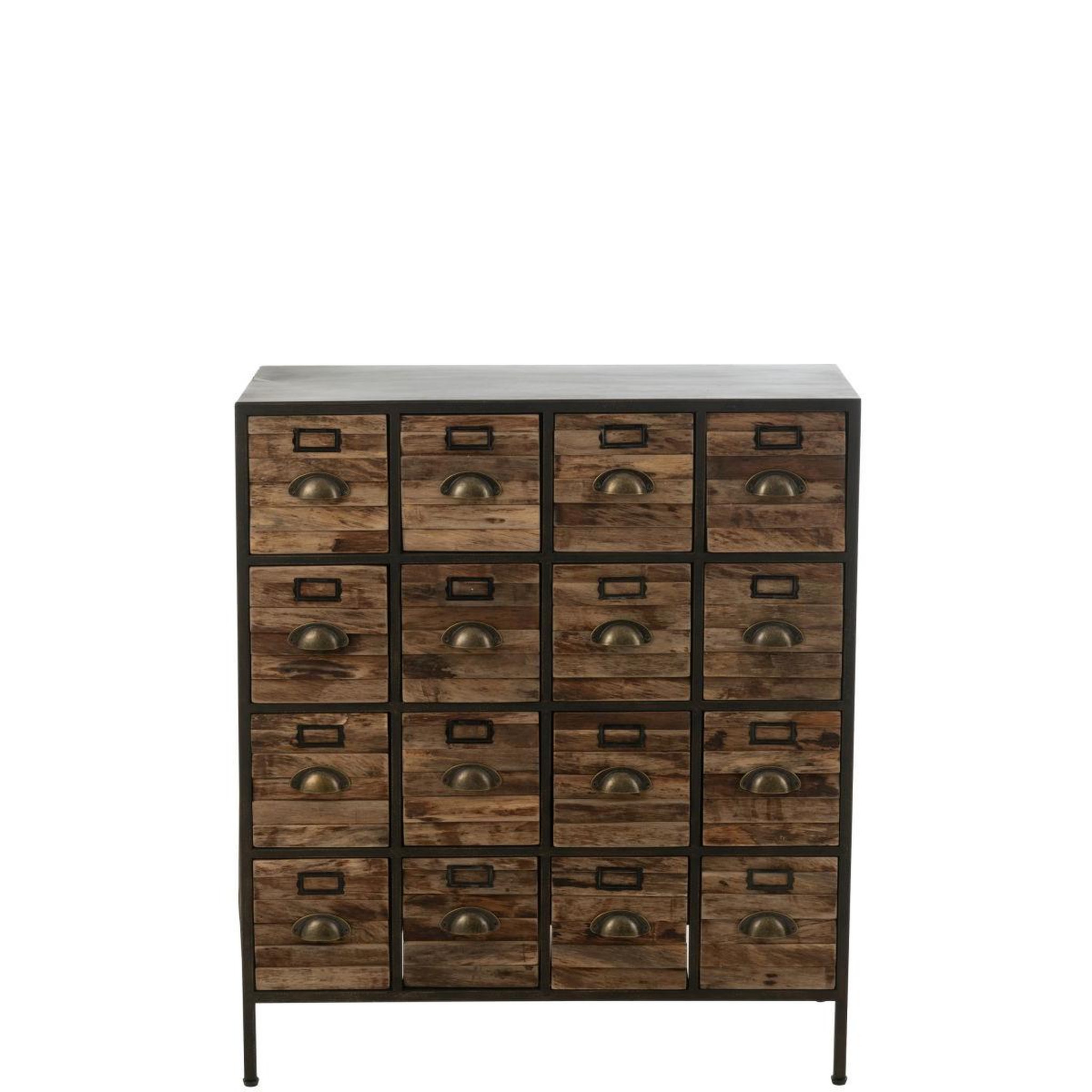 Voir la diapositive 2 : J-LINE Meuble de Rangement 16 Tiroirs  Damian  92cm Marron